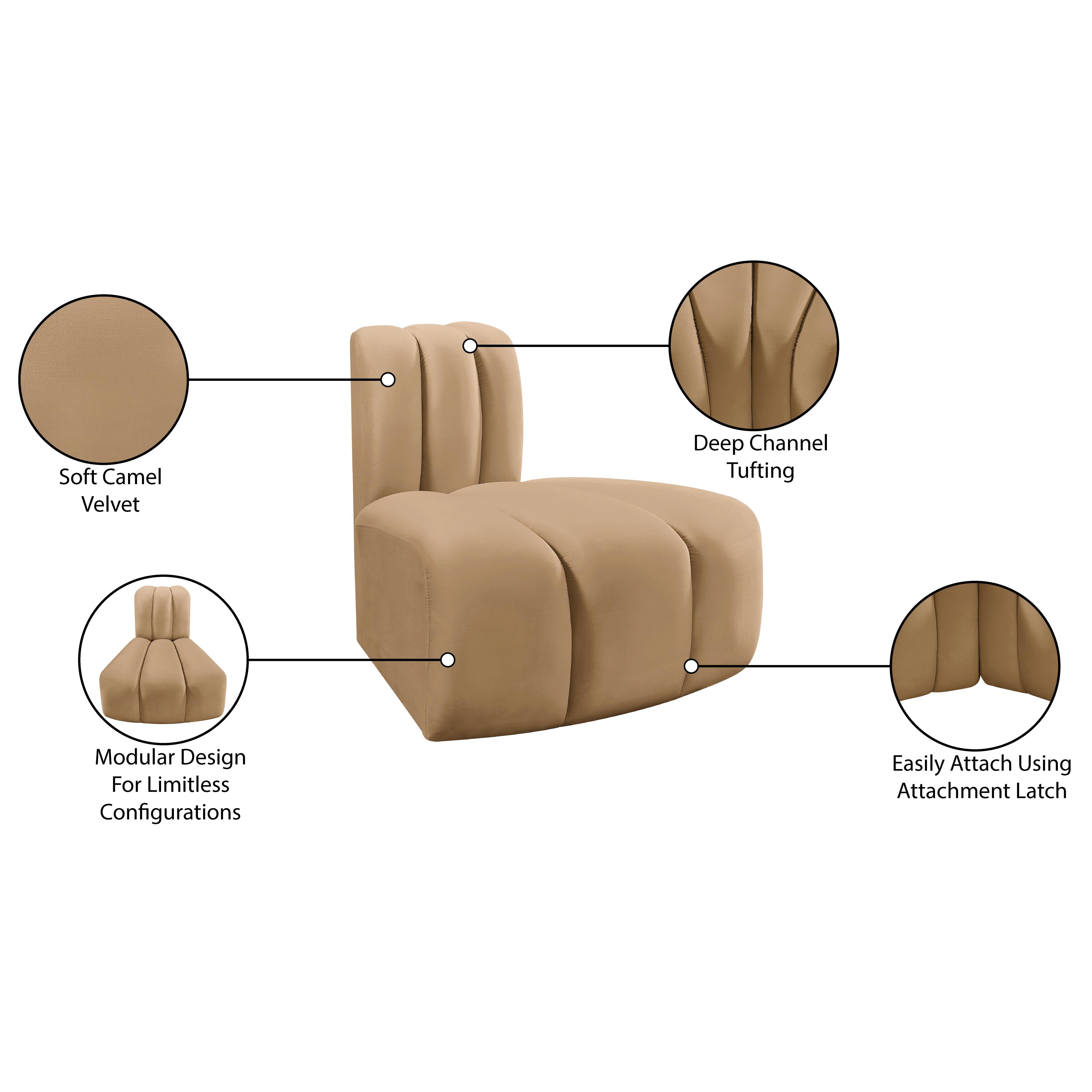 Meridian Arc Camel Velvet Reverse Corner