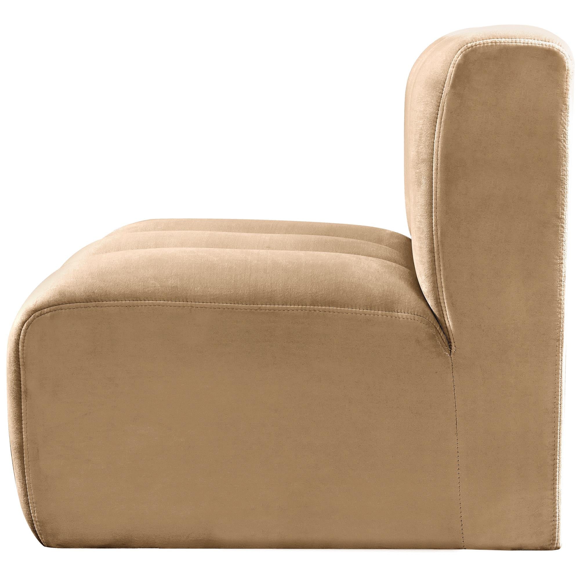 Meridian Arc Camel Velvet Straight Chair