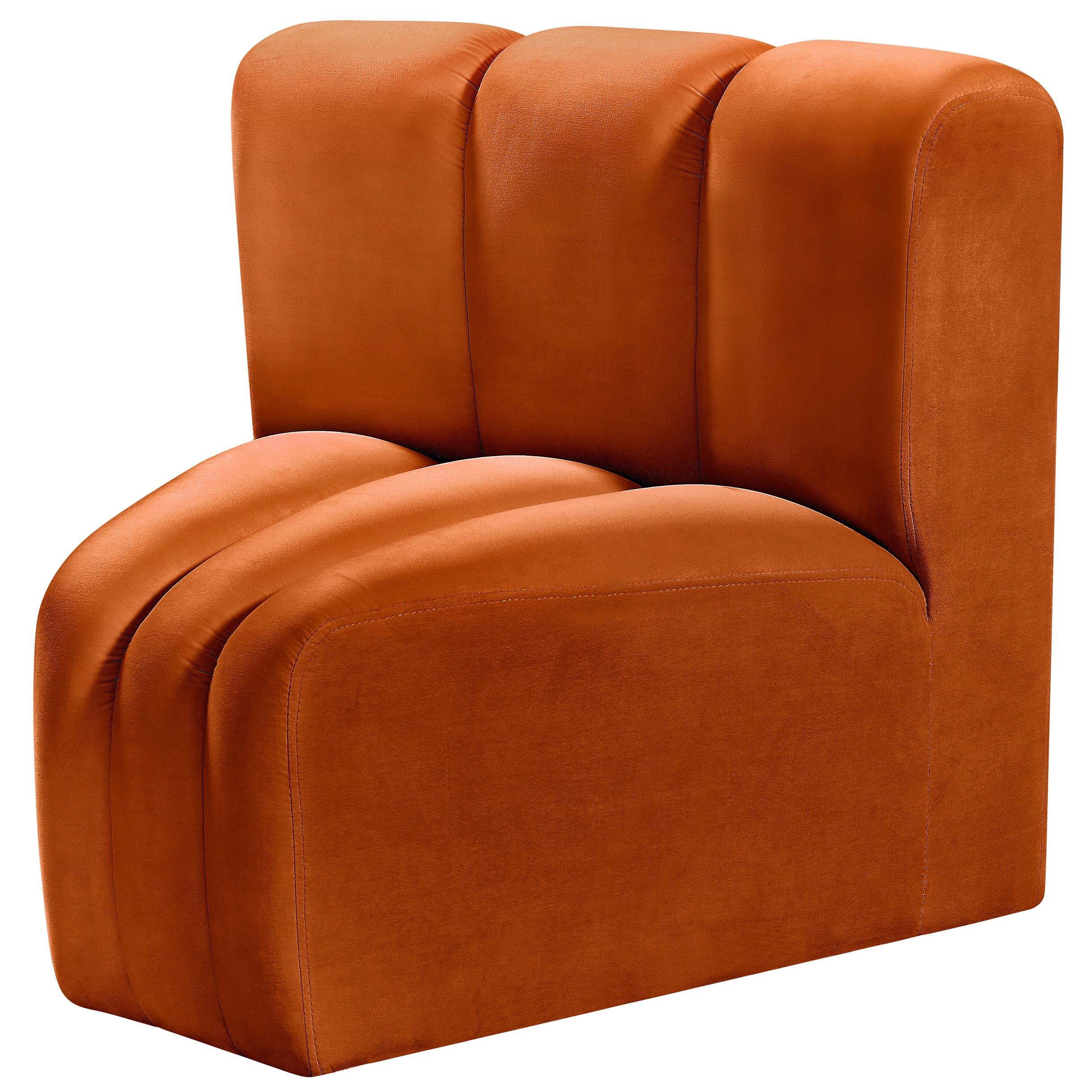 Meridian Arc Cognac Velvet Curved Corner