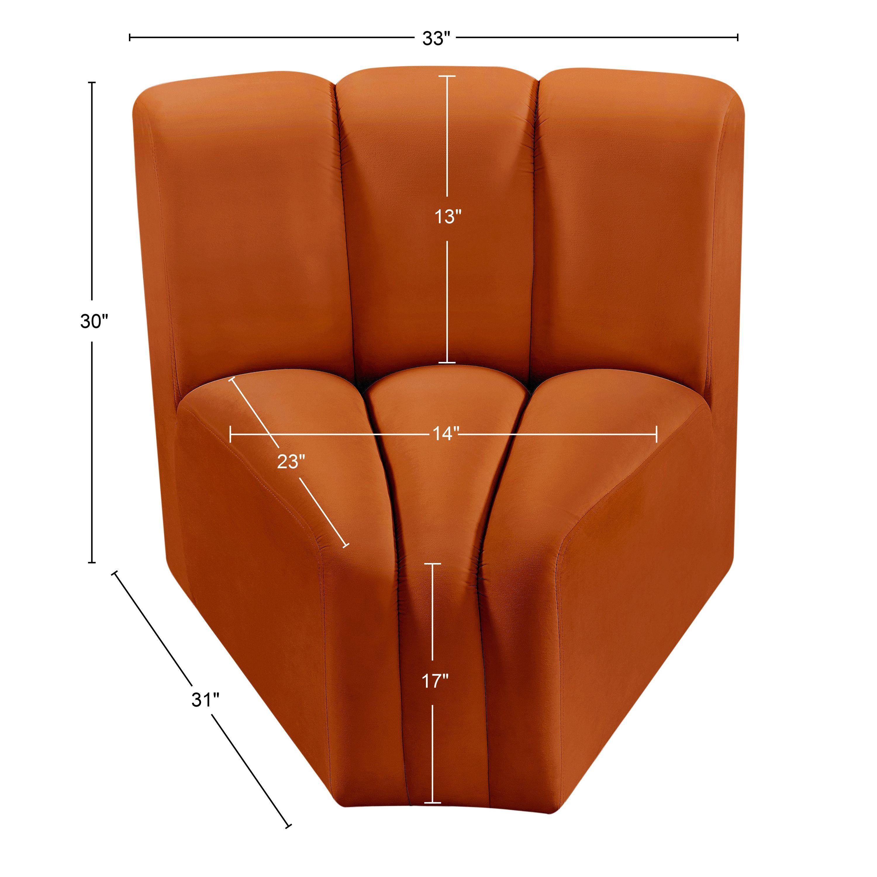 Meridian Arc Cognac Velvet Curved Corner