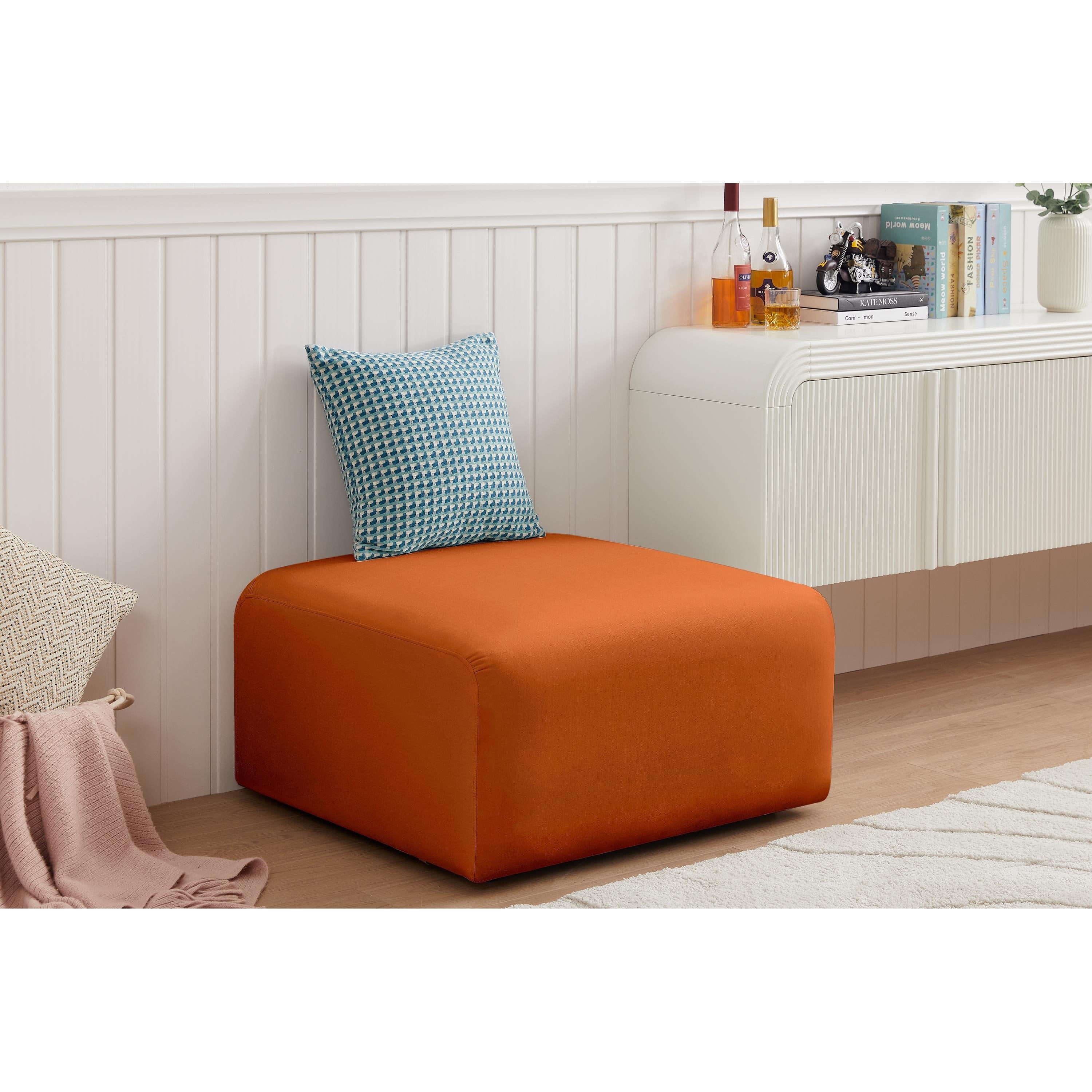 Meridian Arc Cognac Velvet Ottoman