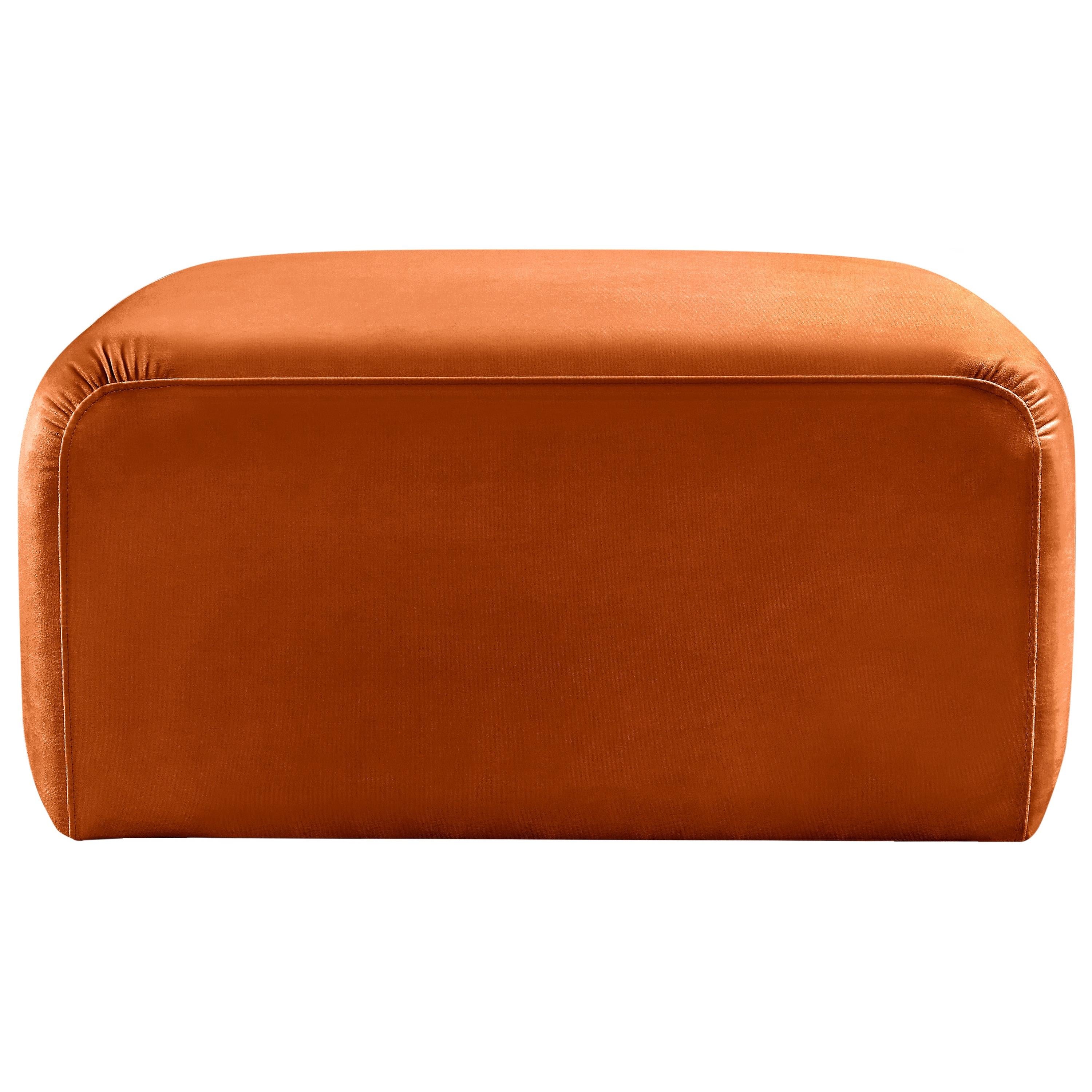 Meridian Arc Cognac Velvet Ottoman