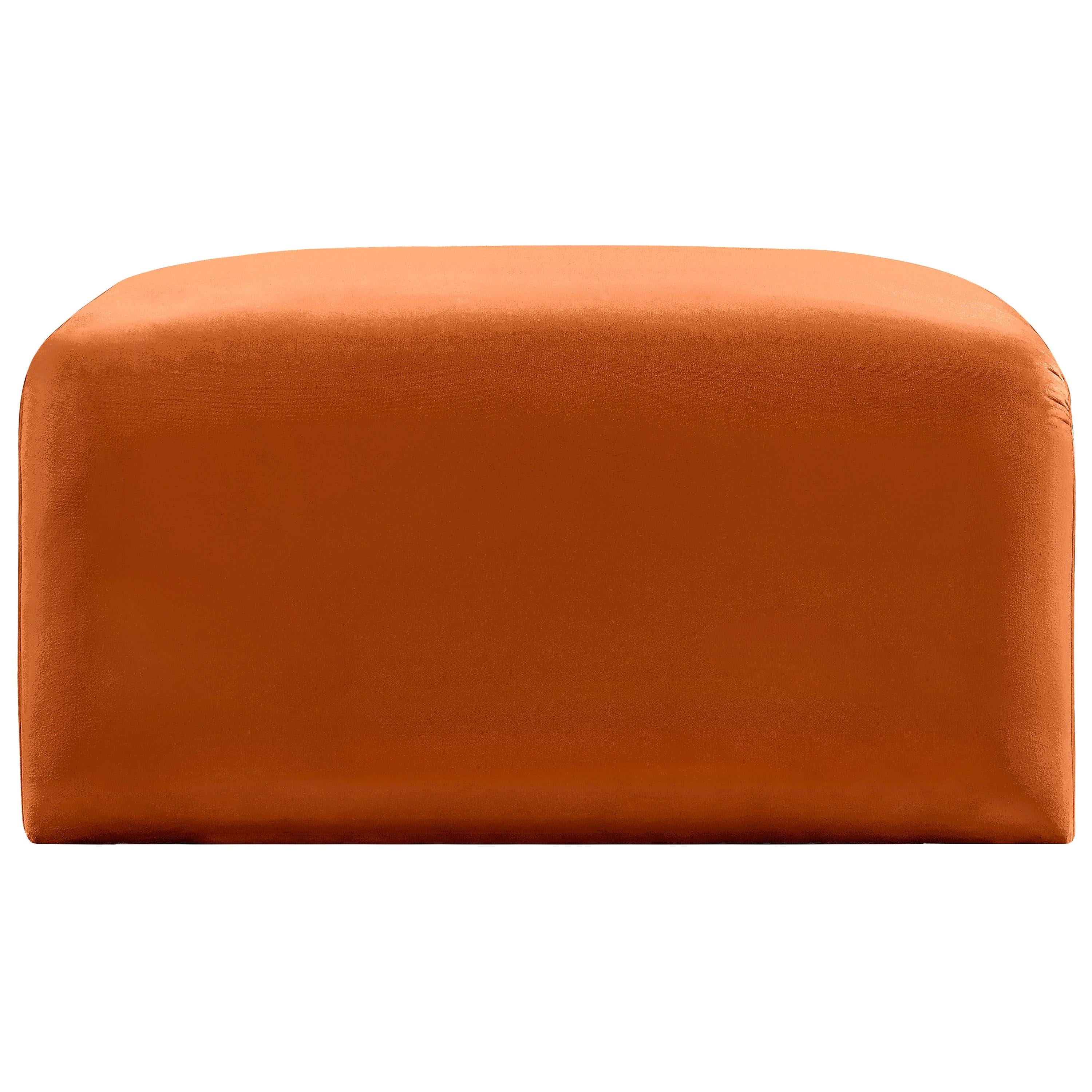 Meridian Arc Cognac Velvet Ottoman