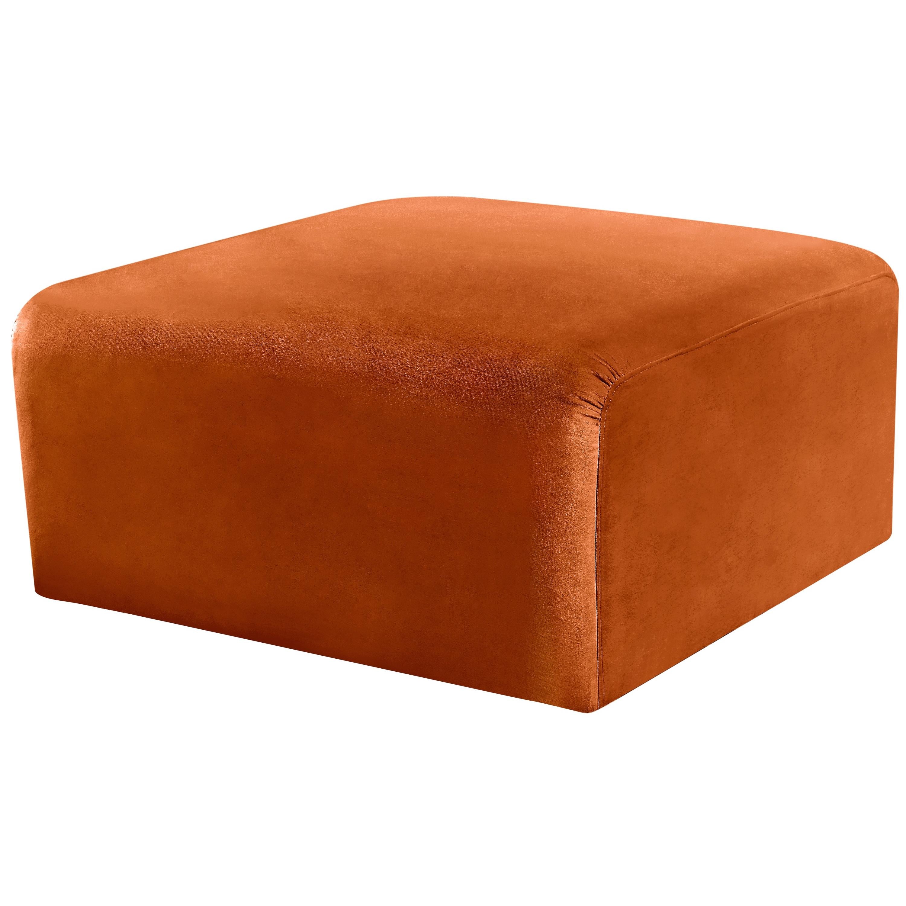 Meridian Arc Cognac Velvet Ottoman