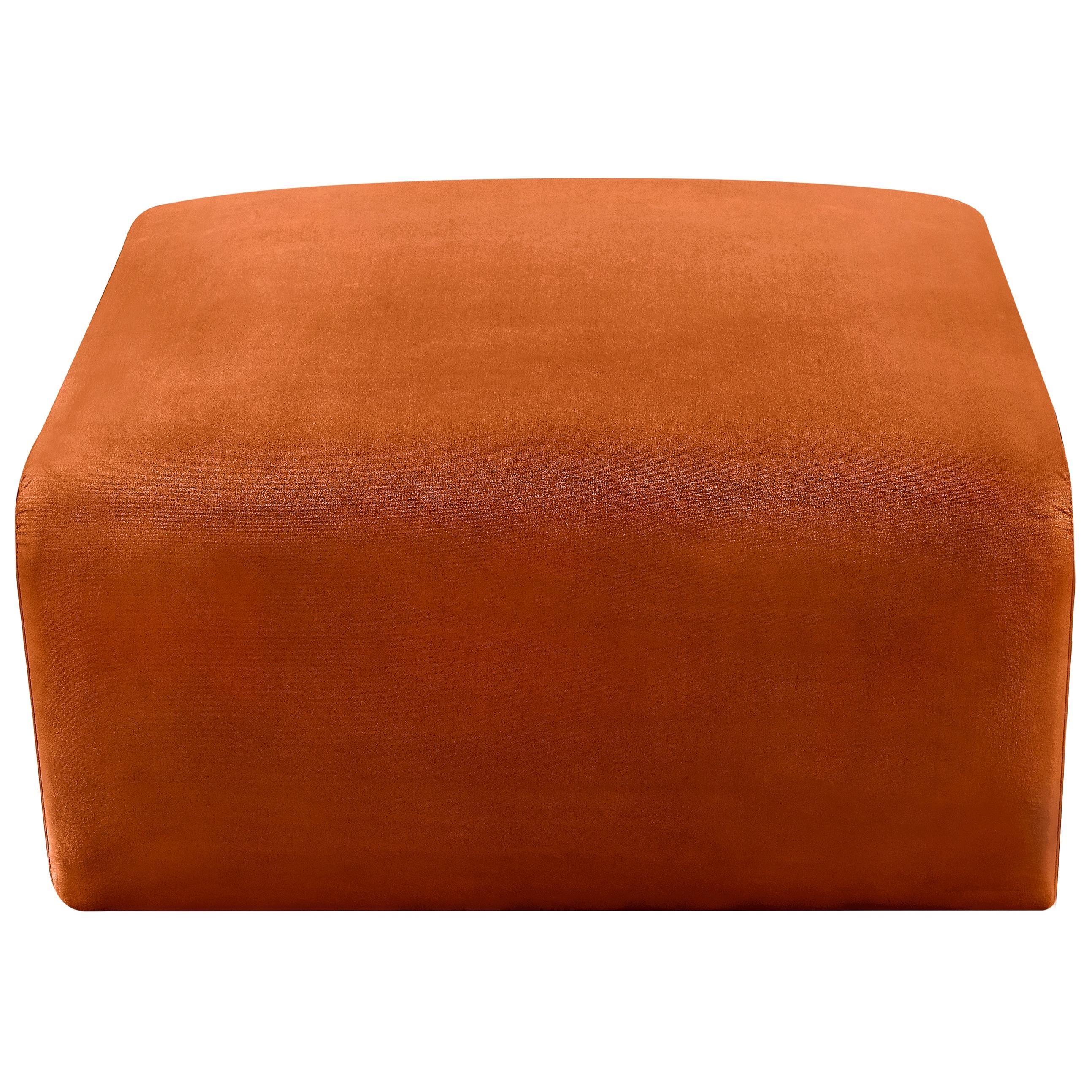 Meridian Arc Cognac Velvet Ottoman