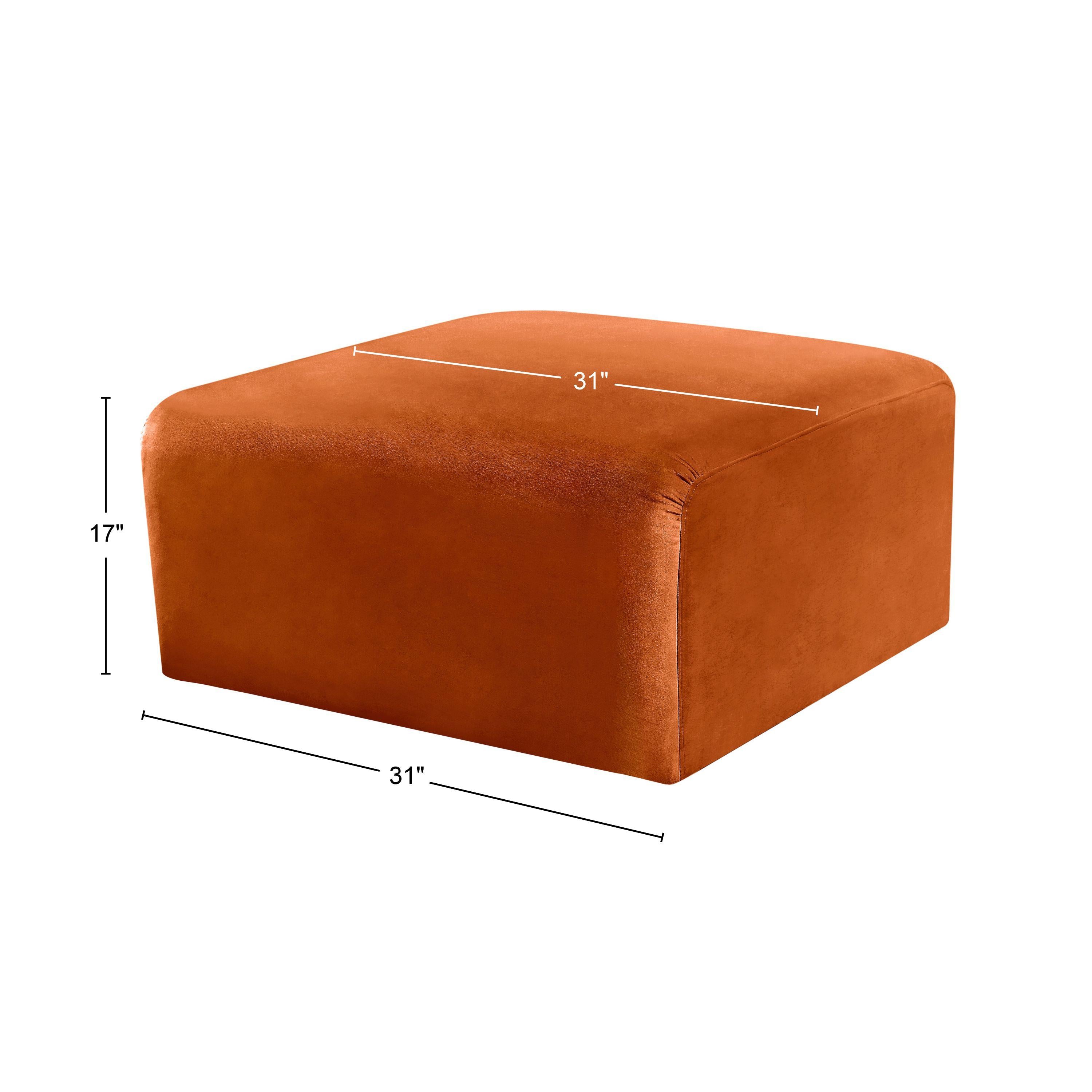 Meridian Arc Cognac Velvet Ottoman