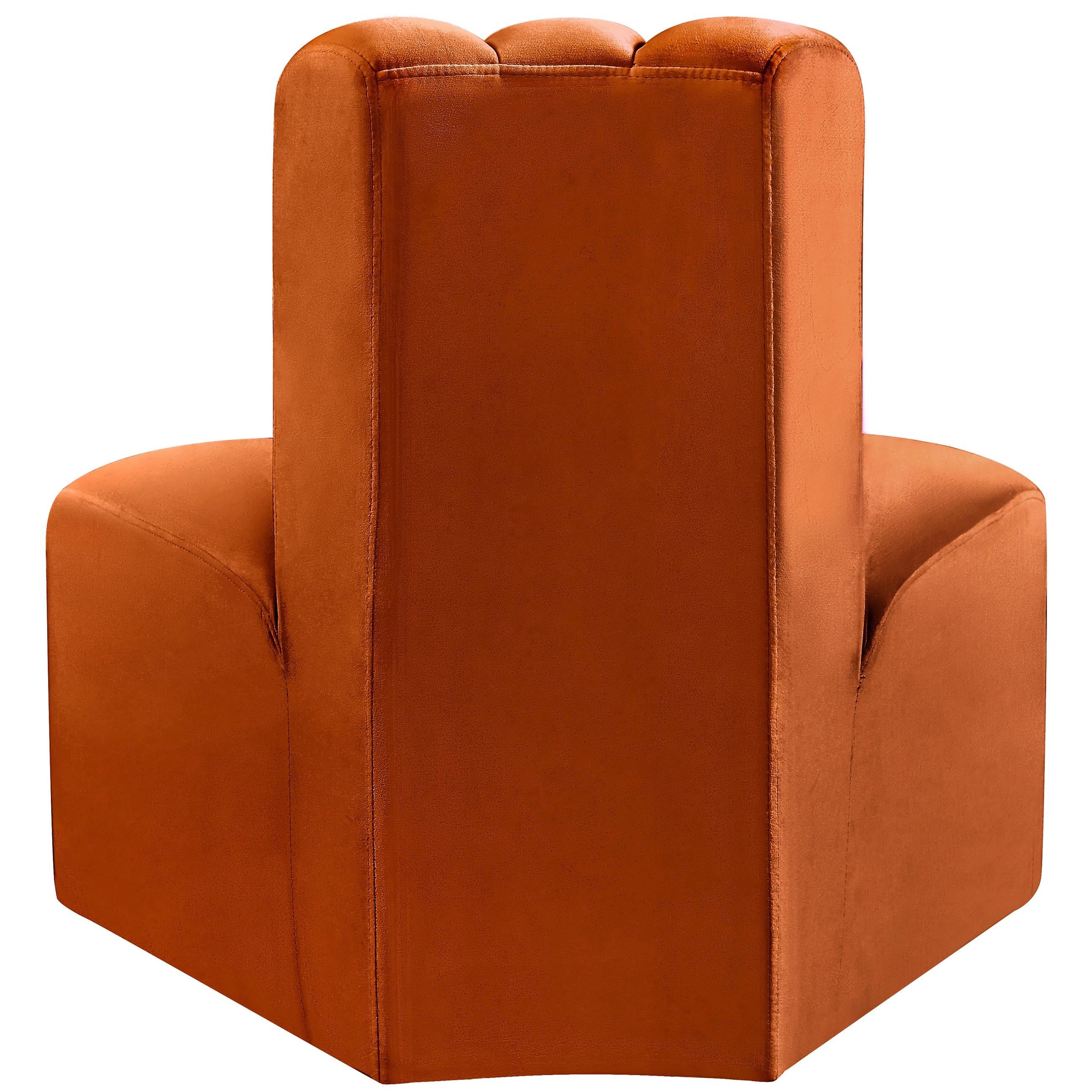 Meridian Arc Cognac Velvet Reverse Corner