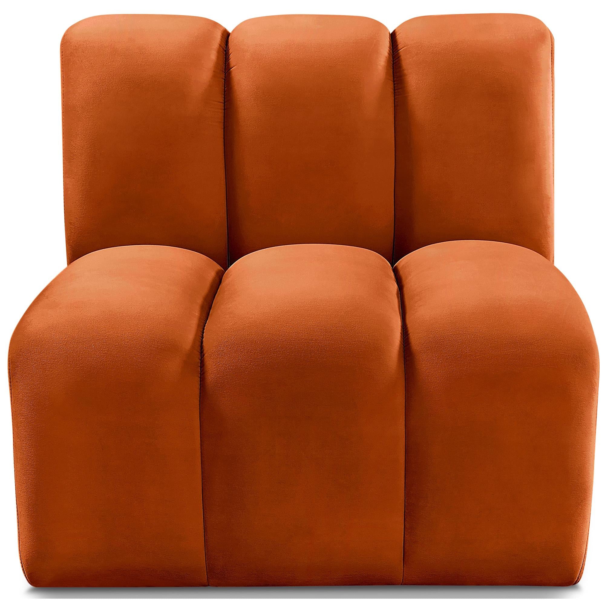 Meridian Arc Cognac Velvet Straight Chair