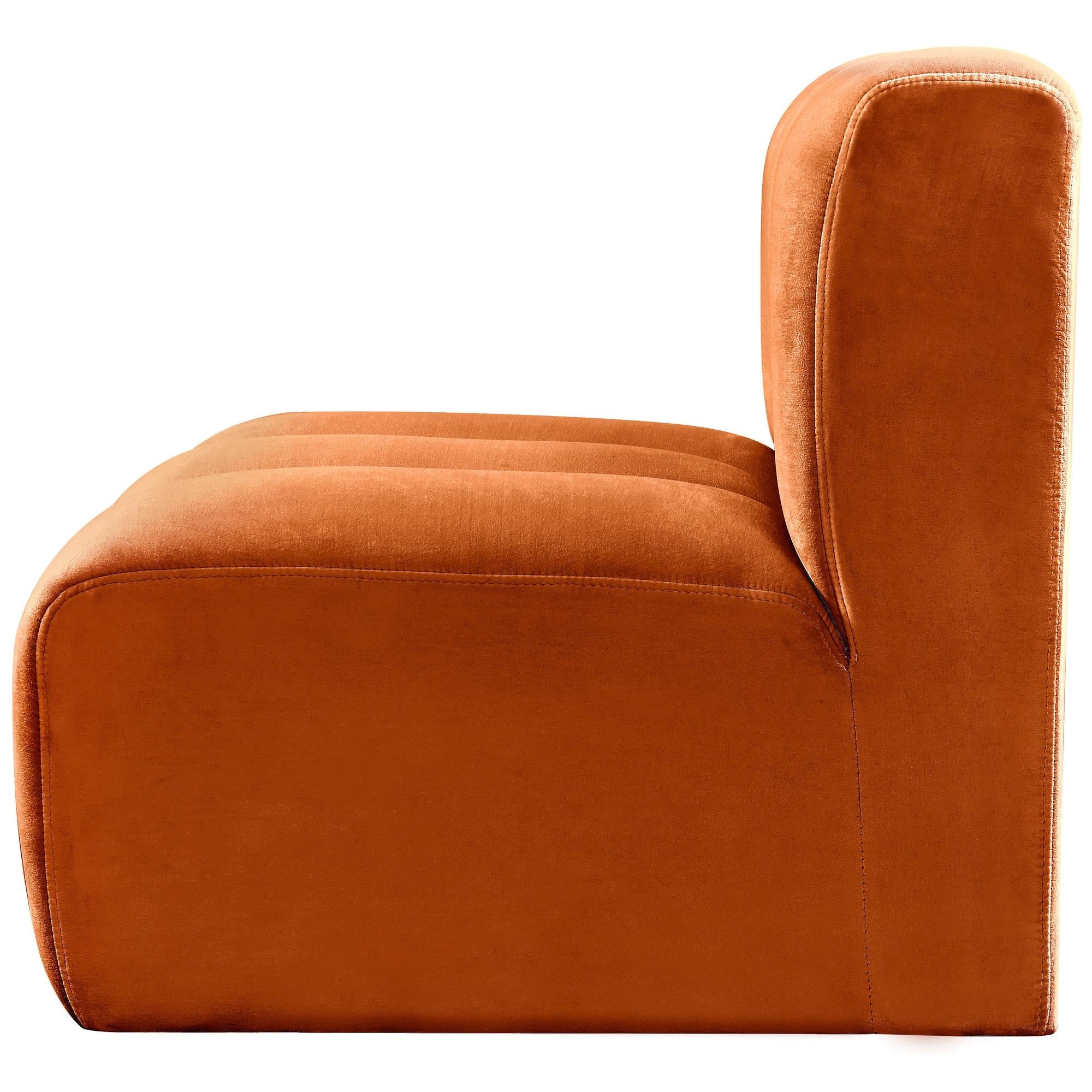 Meridian Arc Cognac Velvet Straight Chair