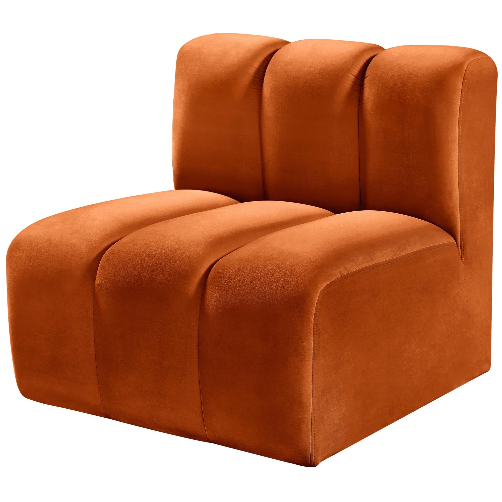 Meridian Arc Cognac Velvet Straight Chair