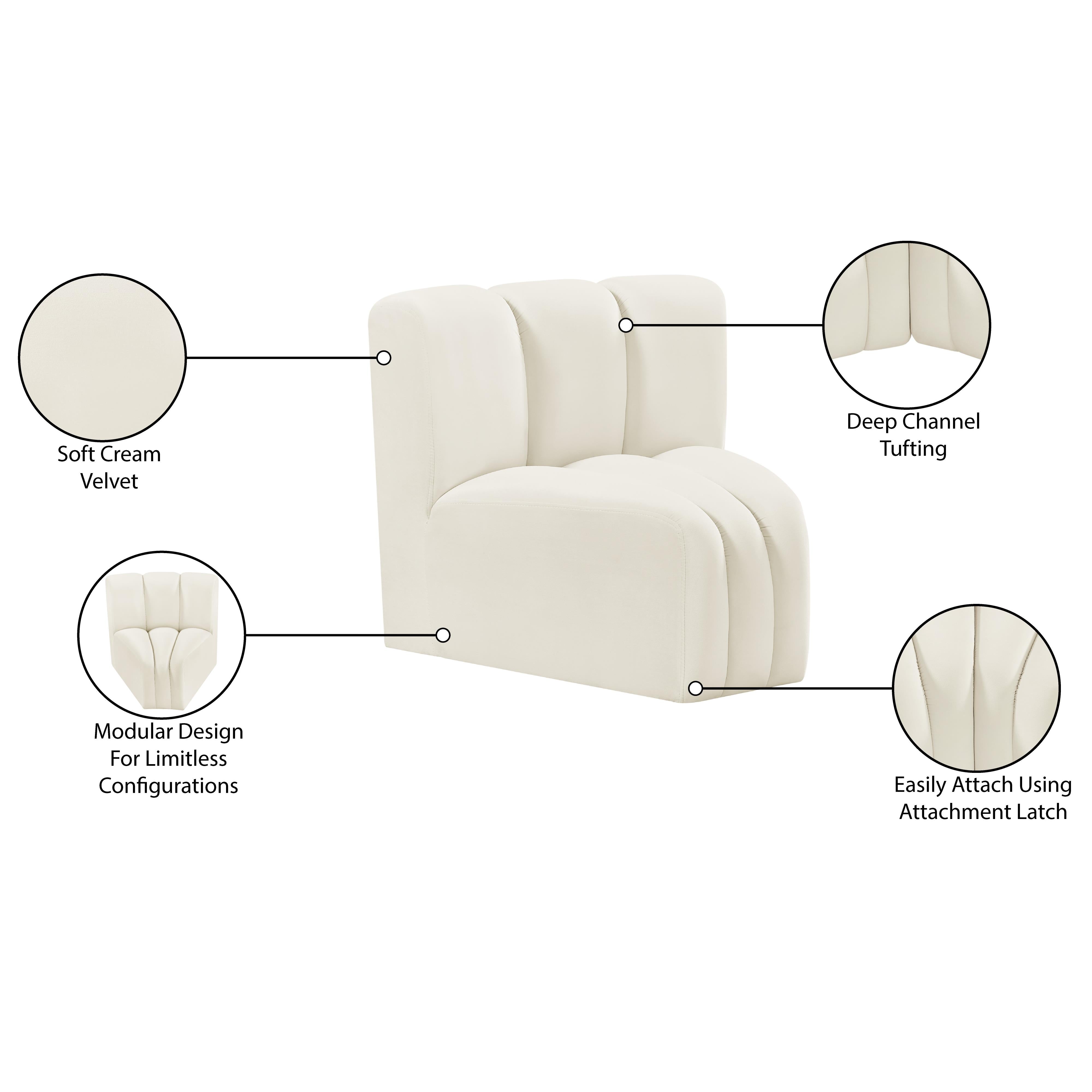 Meridian Arc Cream Velvet Curved Corner