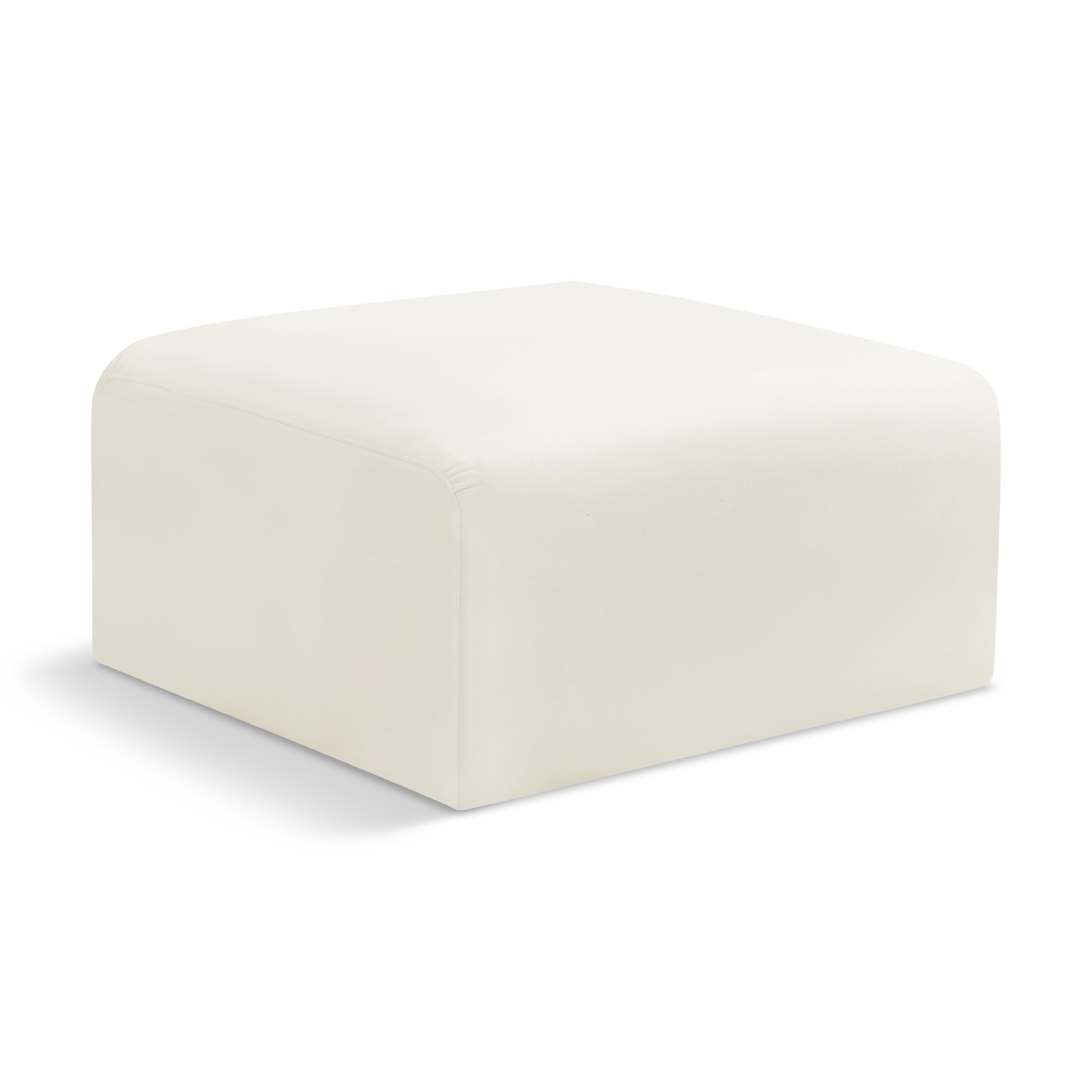 Meridian Arc Cream Velvet Ottoman