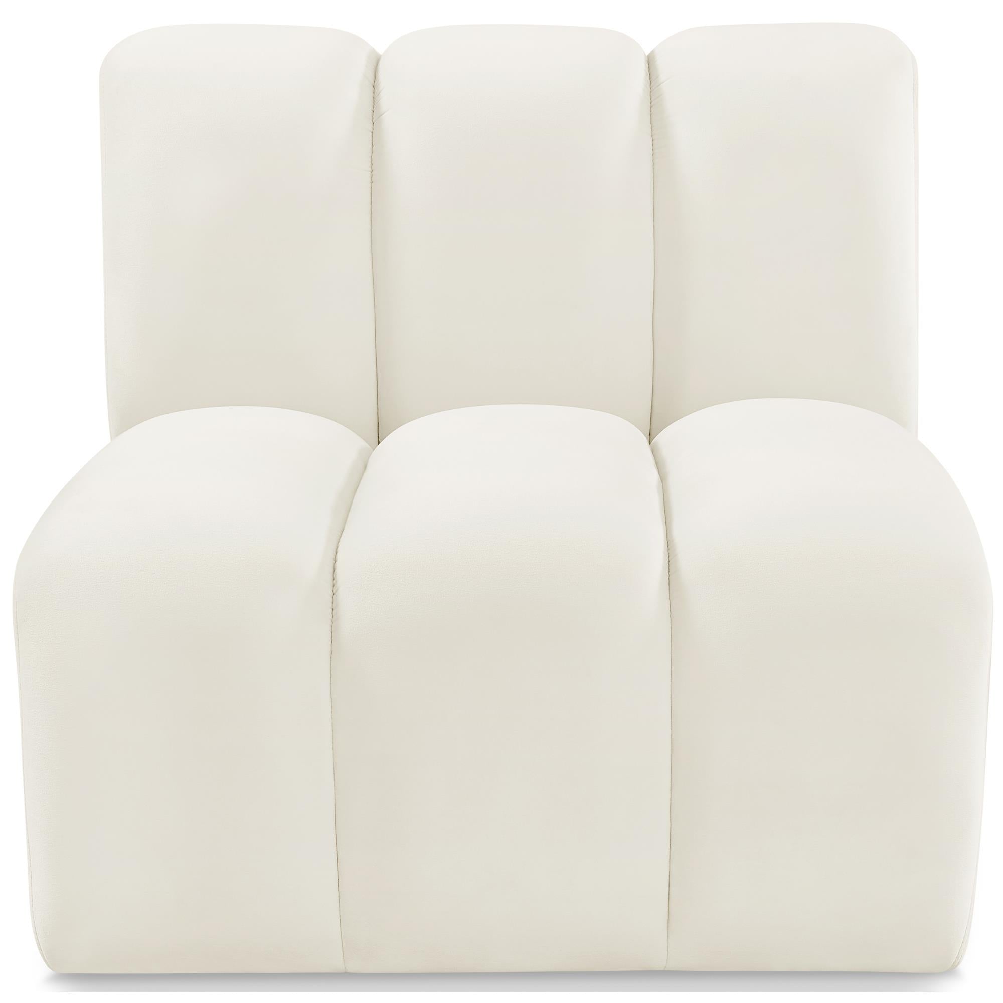 Meridian Arc Cream Velvet Straight Chair