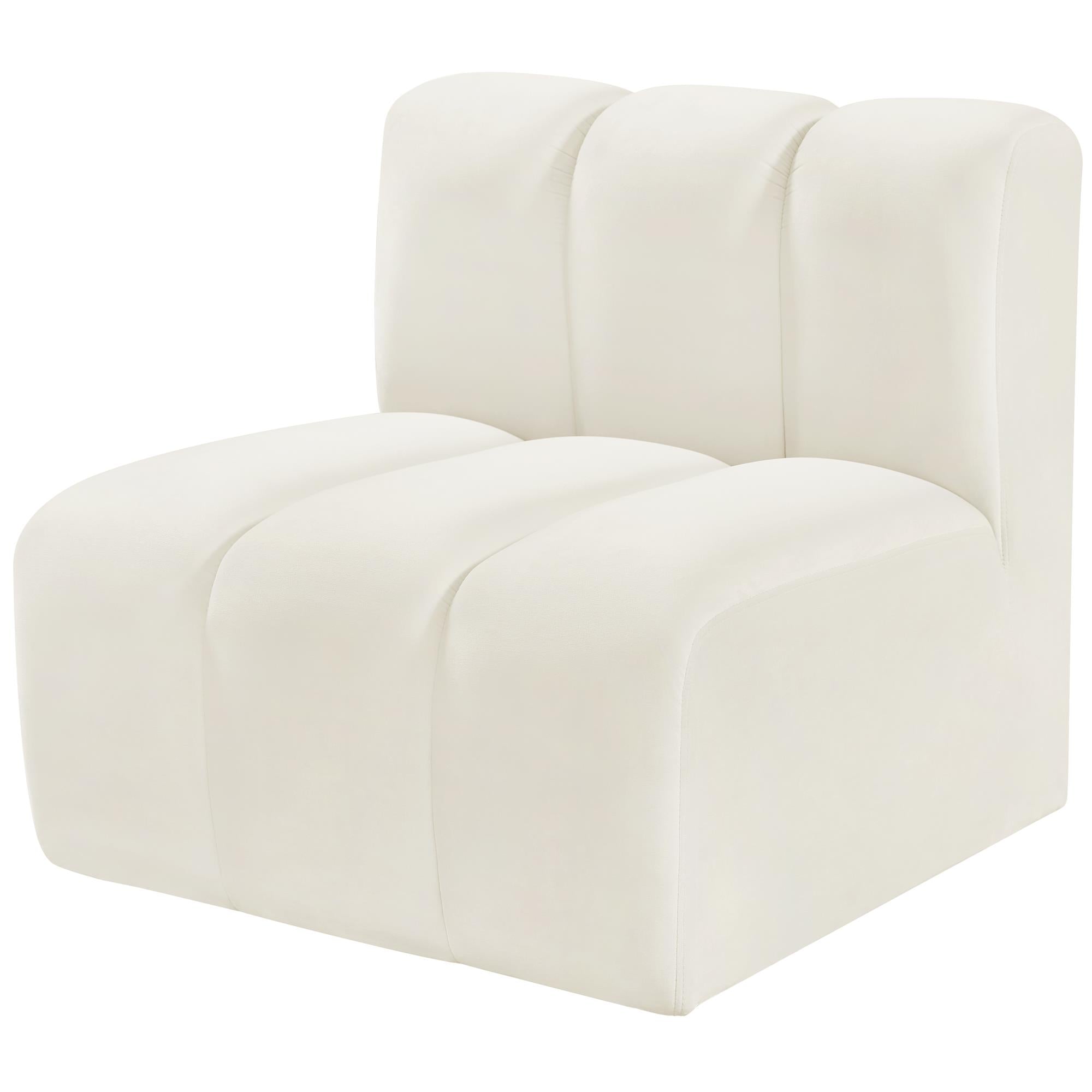 Meridian Arc Cream Velvet Straight Chair