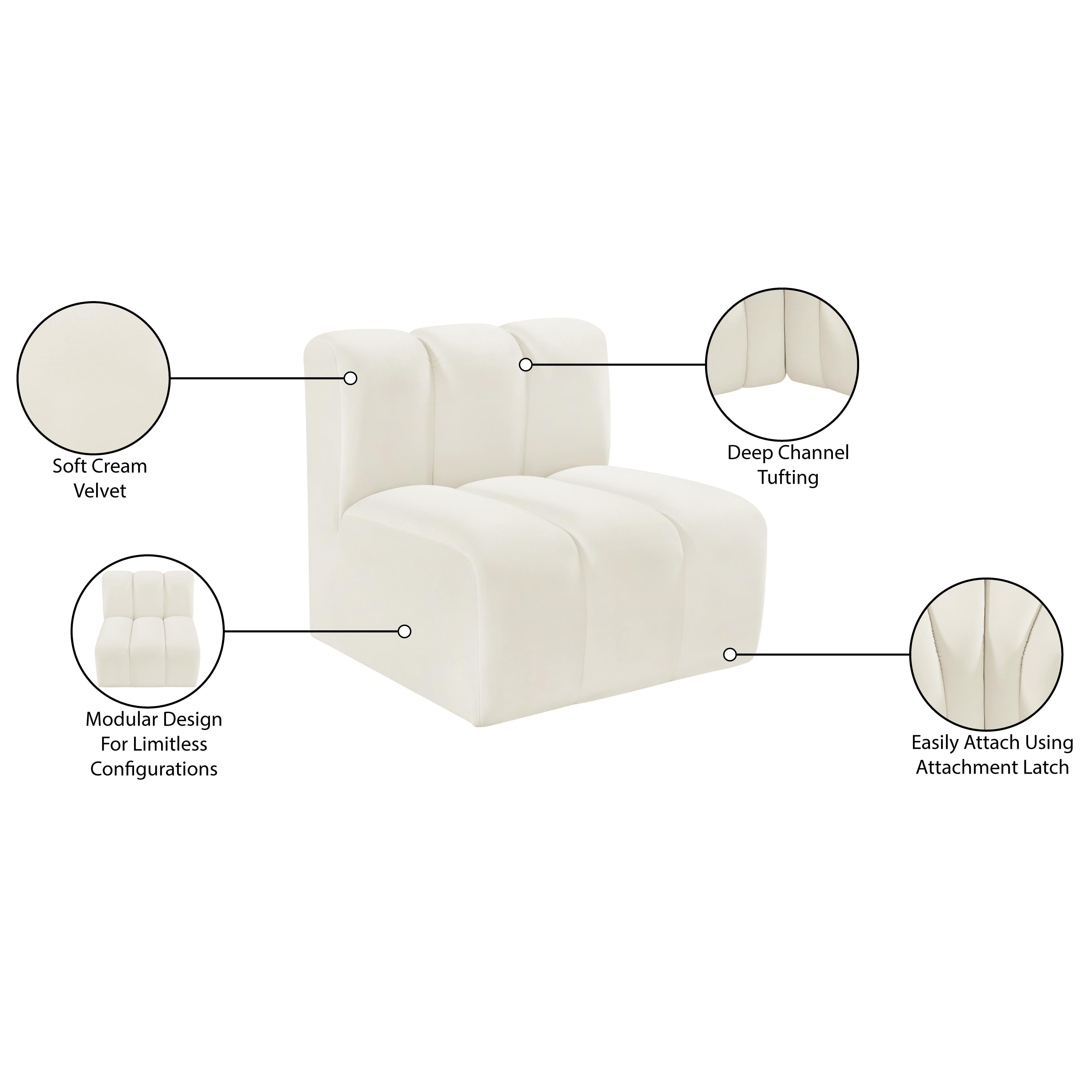 Meridian Arc Cream Velvet Straight Chair