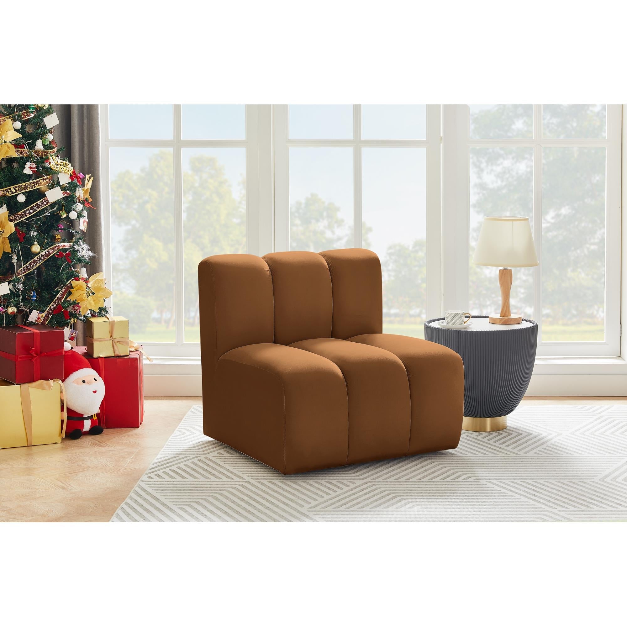 Meridian Arc Saddle Velvet Straight Chair