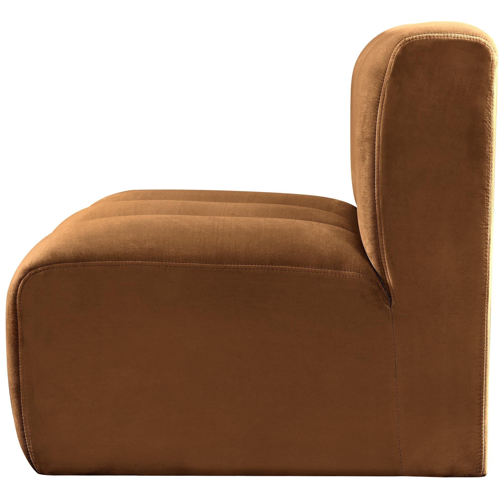 Meridian Arc Saddle Velvet Straight Chair