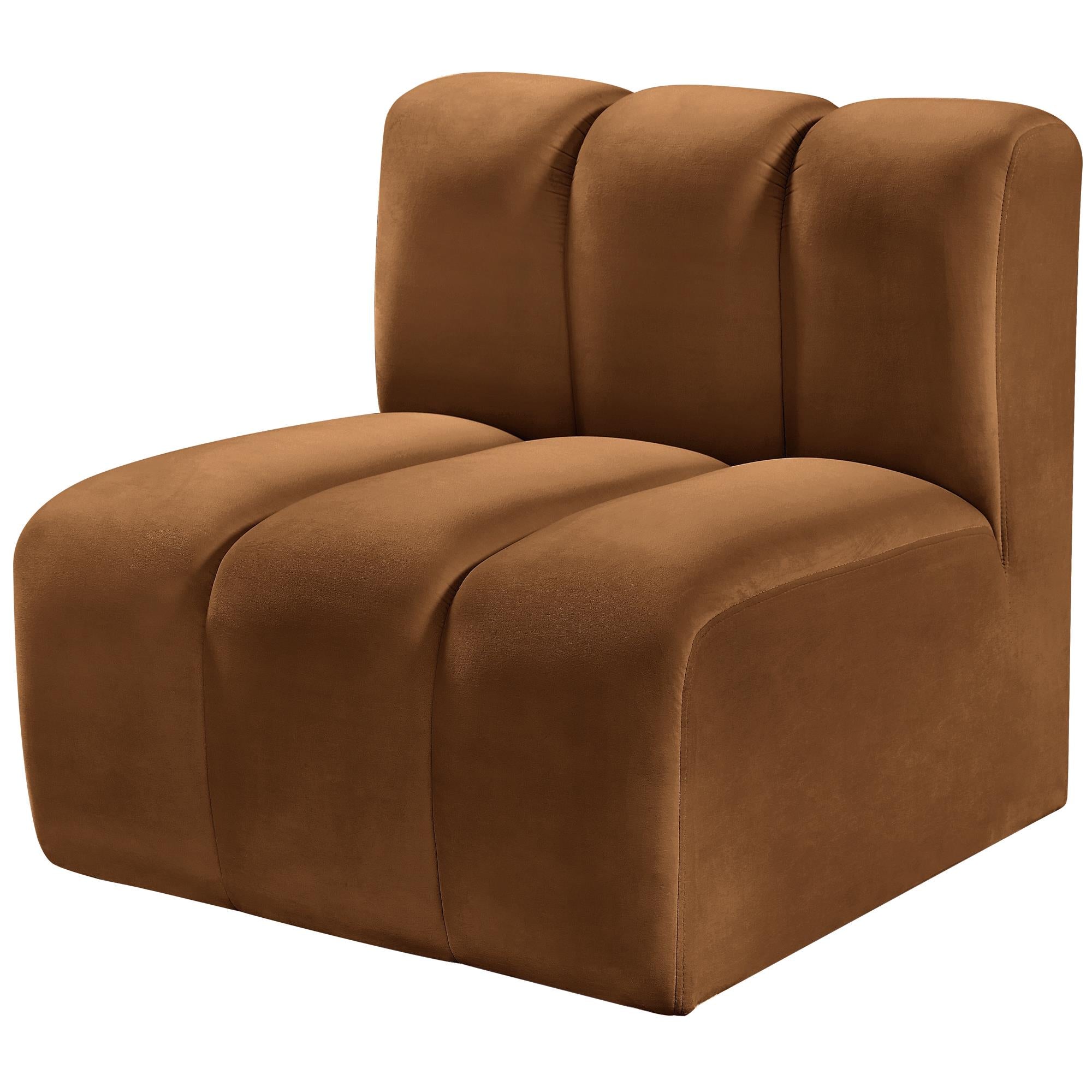 Meridian Arc Saddle Velvet Straight Chair