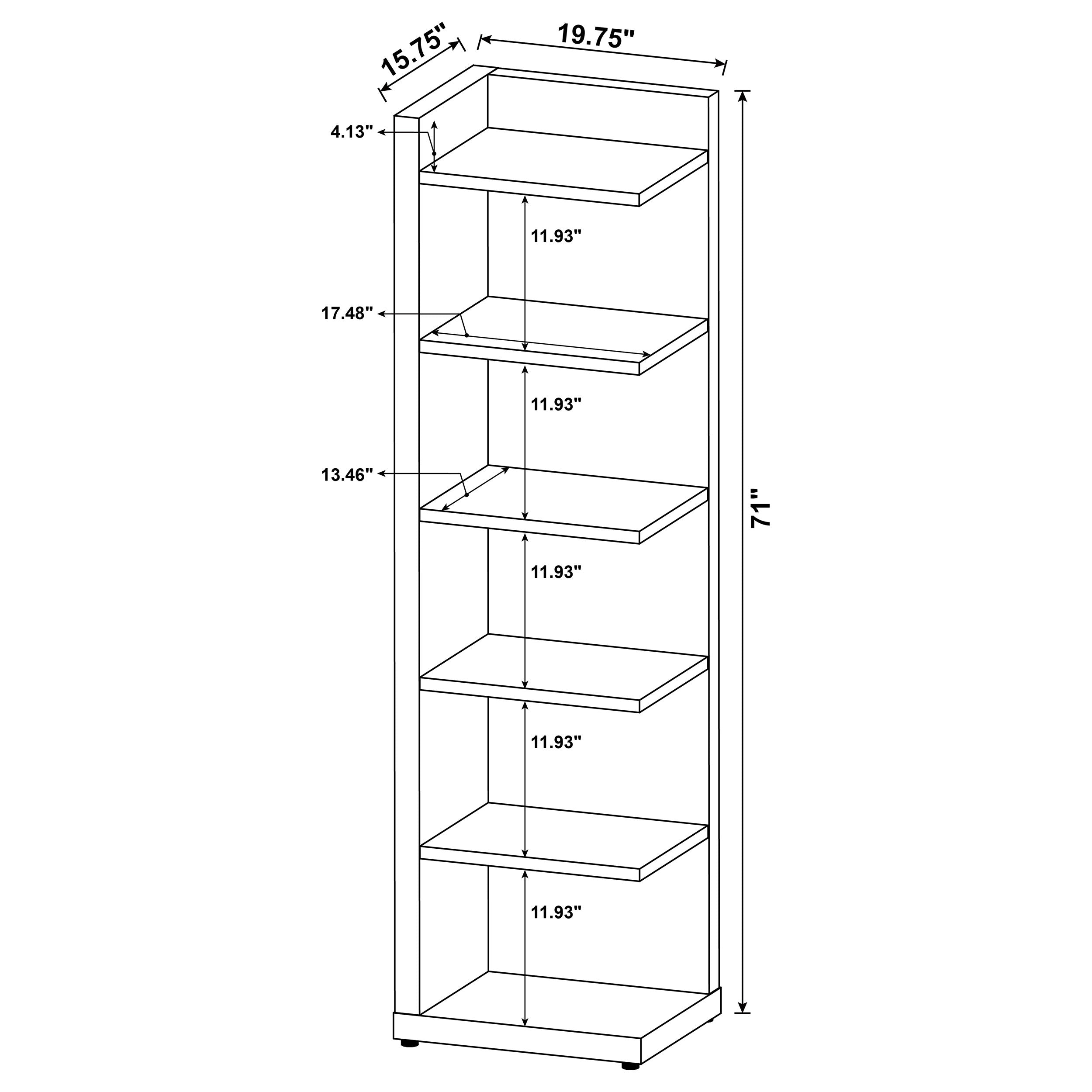 Alder 6-tier Corner Bookcase Cappuccino