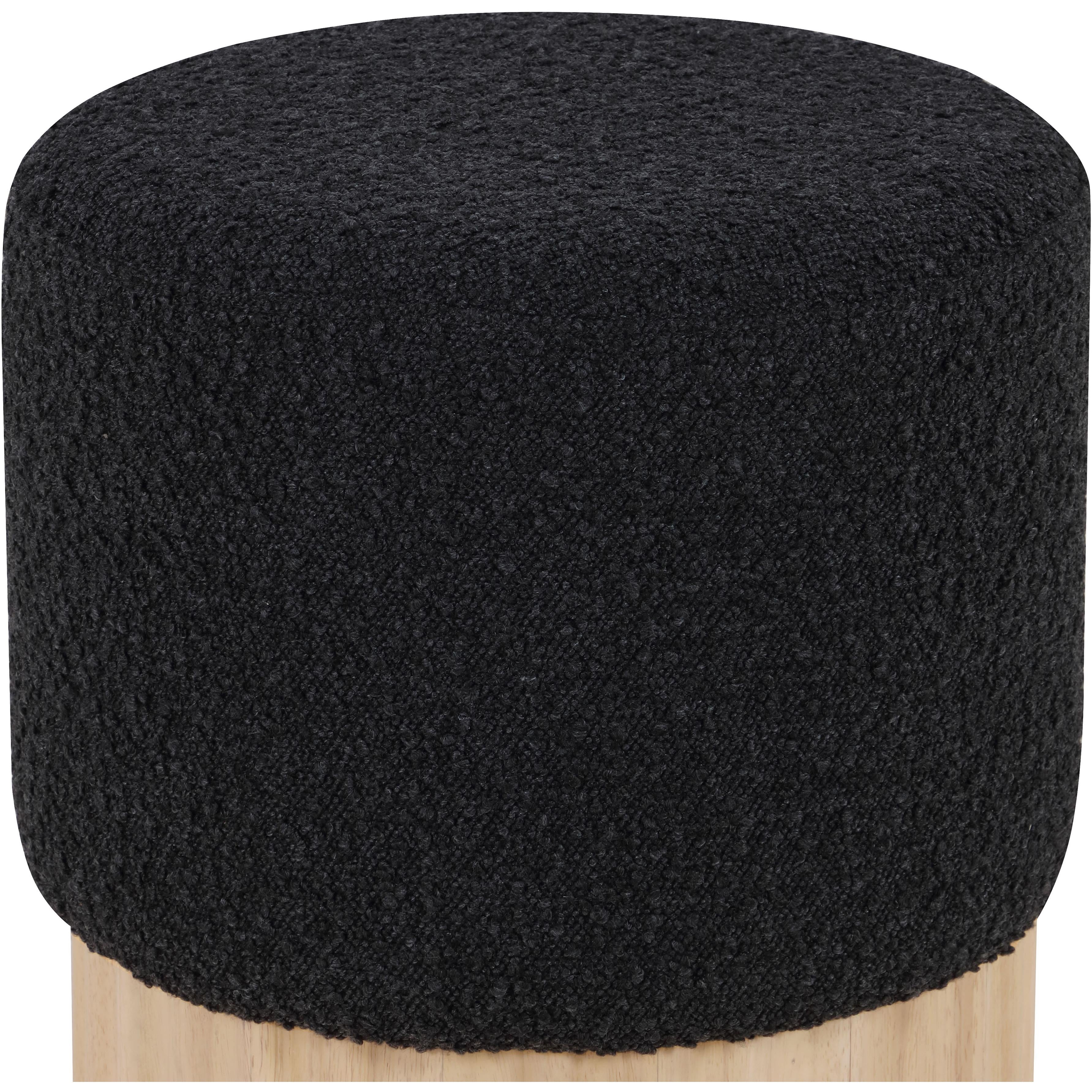 Meridian Veranda Black Boucle Fabric Ottoman/Stool