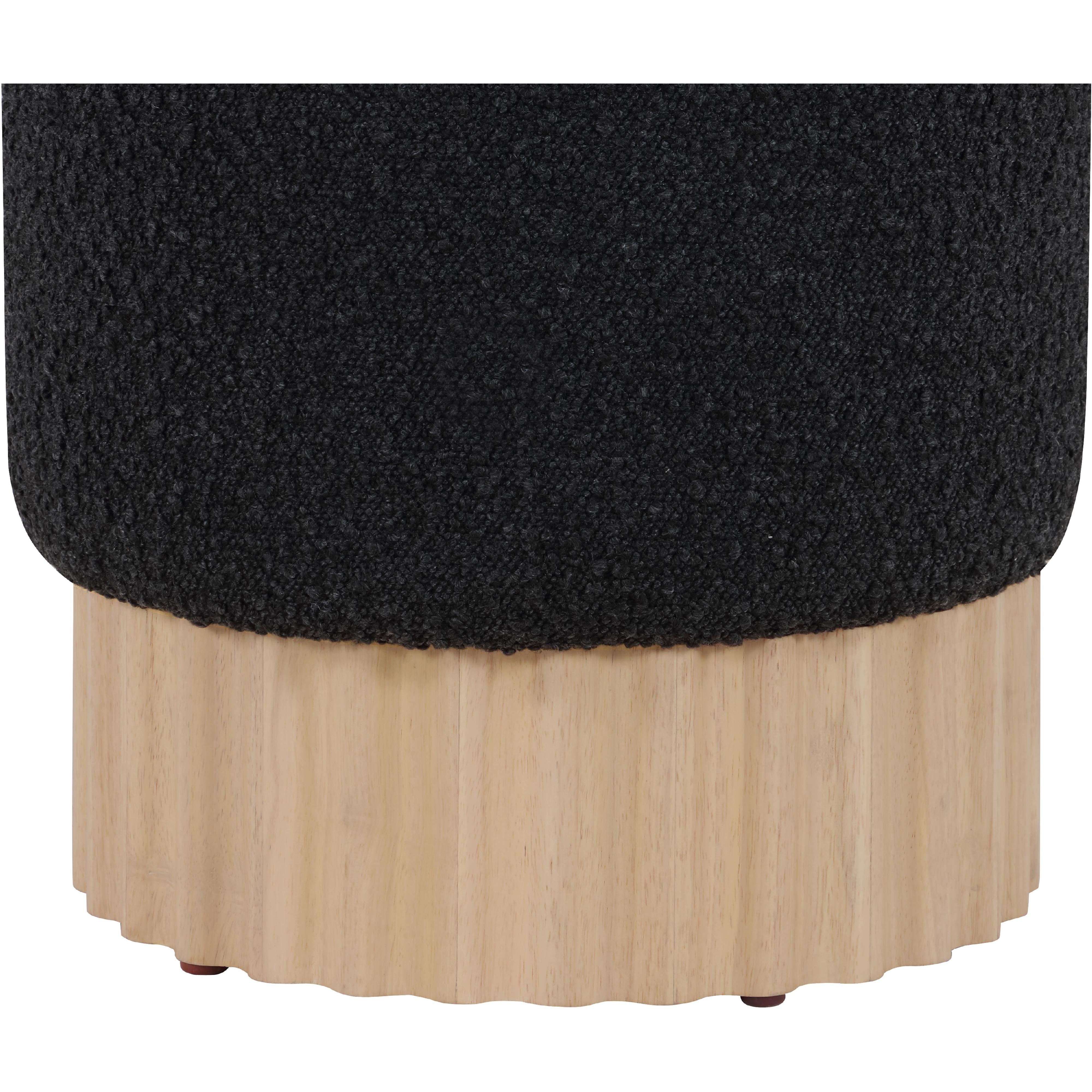 Meridian Veranda Black Boucle Fabric Ottoman/Stool