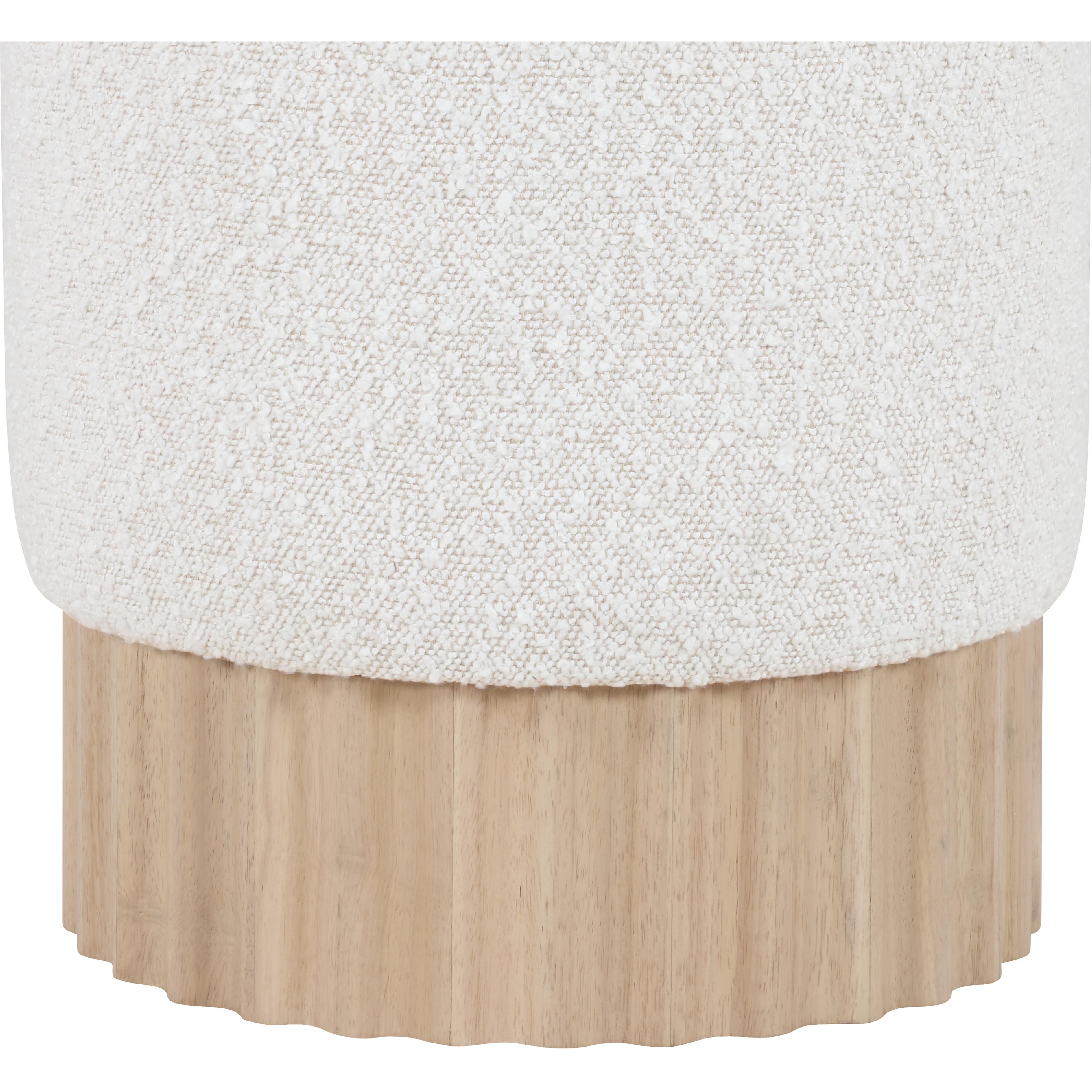 Meridian Veranda Cream Boucle Fabric Ottoman/Stool