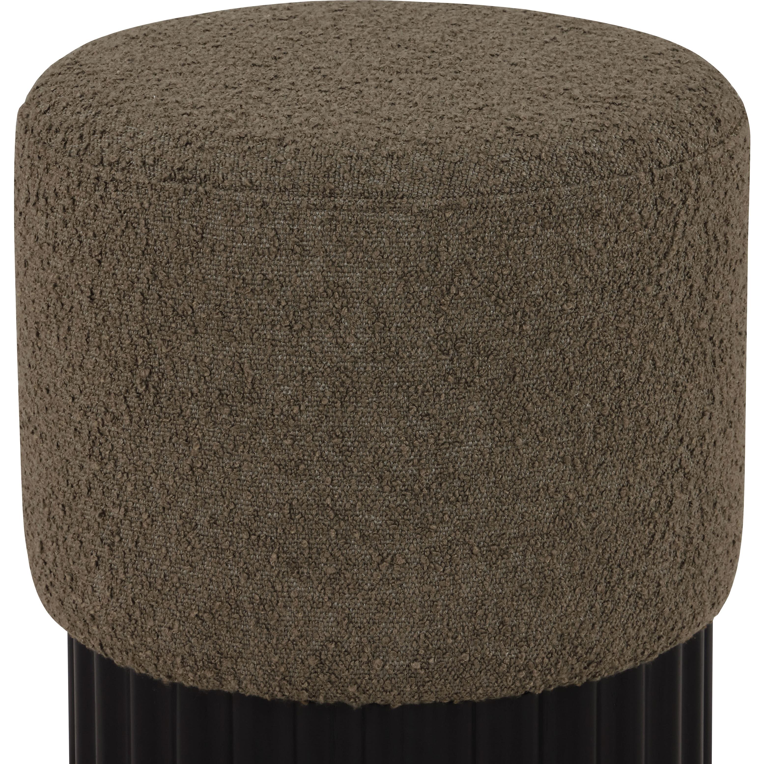 Meridian Veranda Olive Boucle Fabric Ottoman/Stool