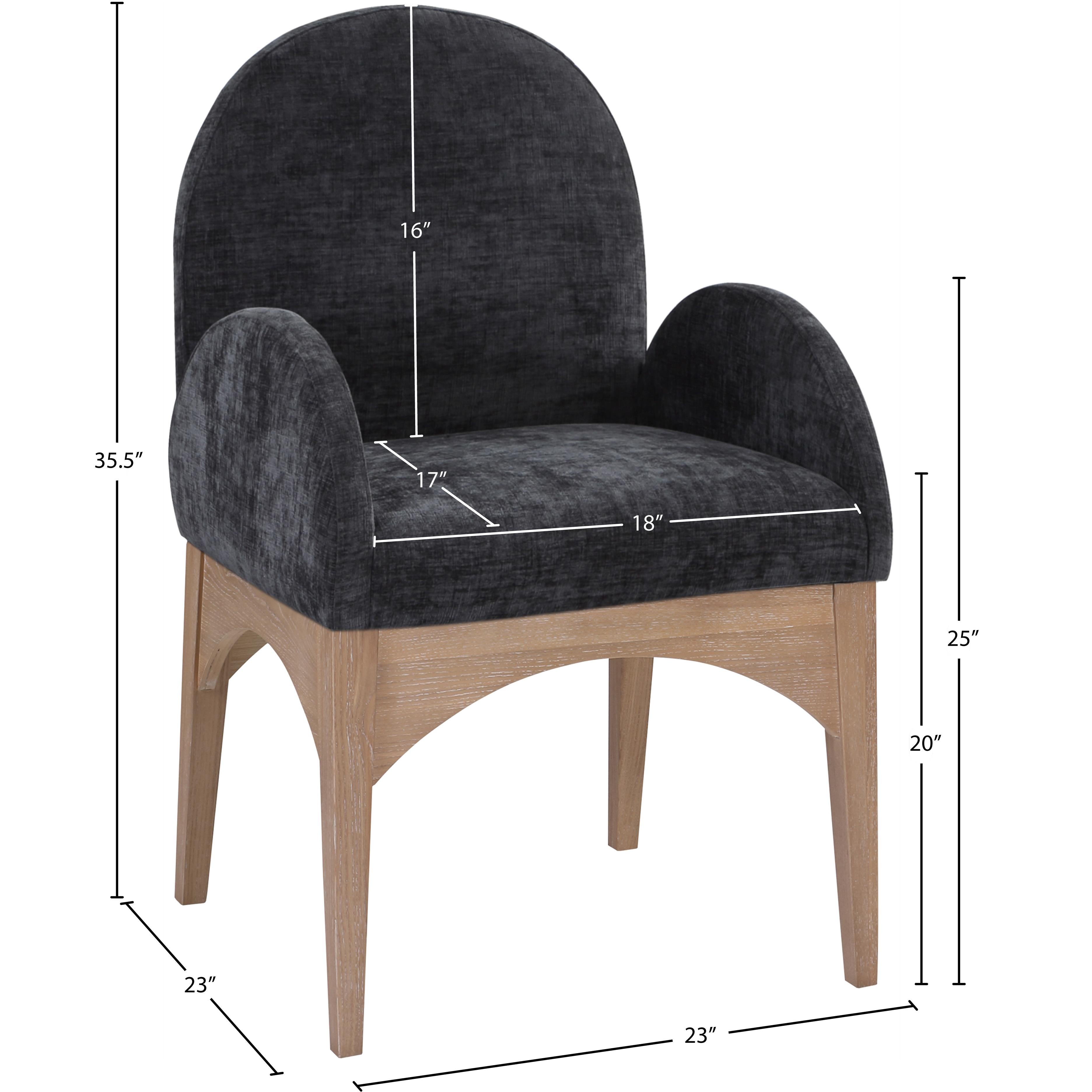 Meridian Waldorf Black Chenille Fabric Dining Chair