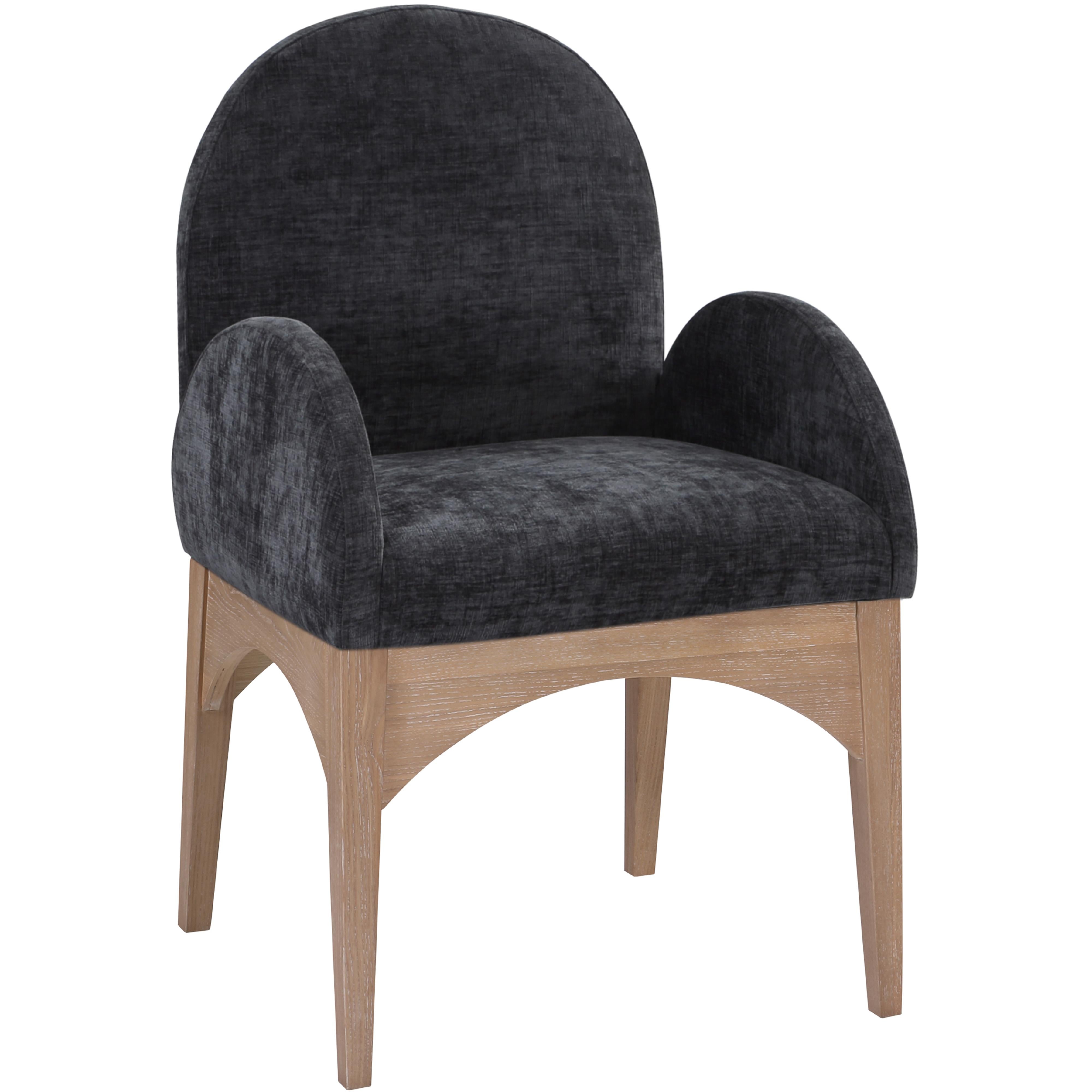 Meridian Waldorf Black Chenille Fabric Dining Chair