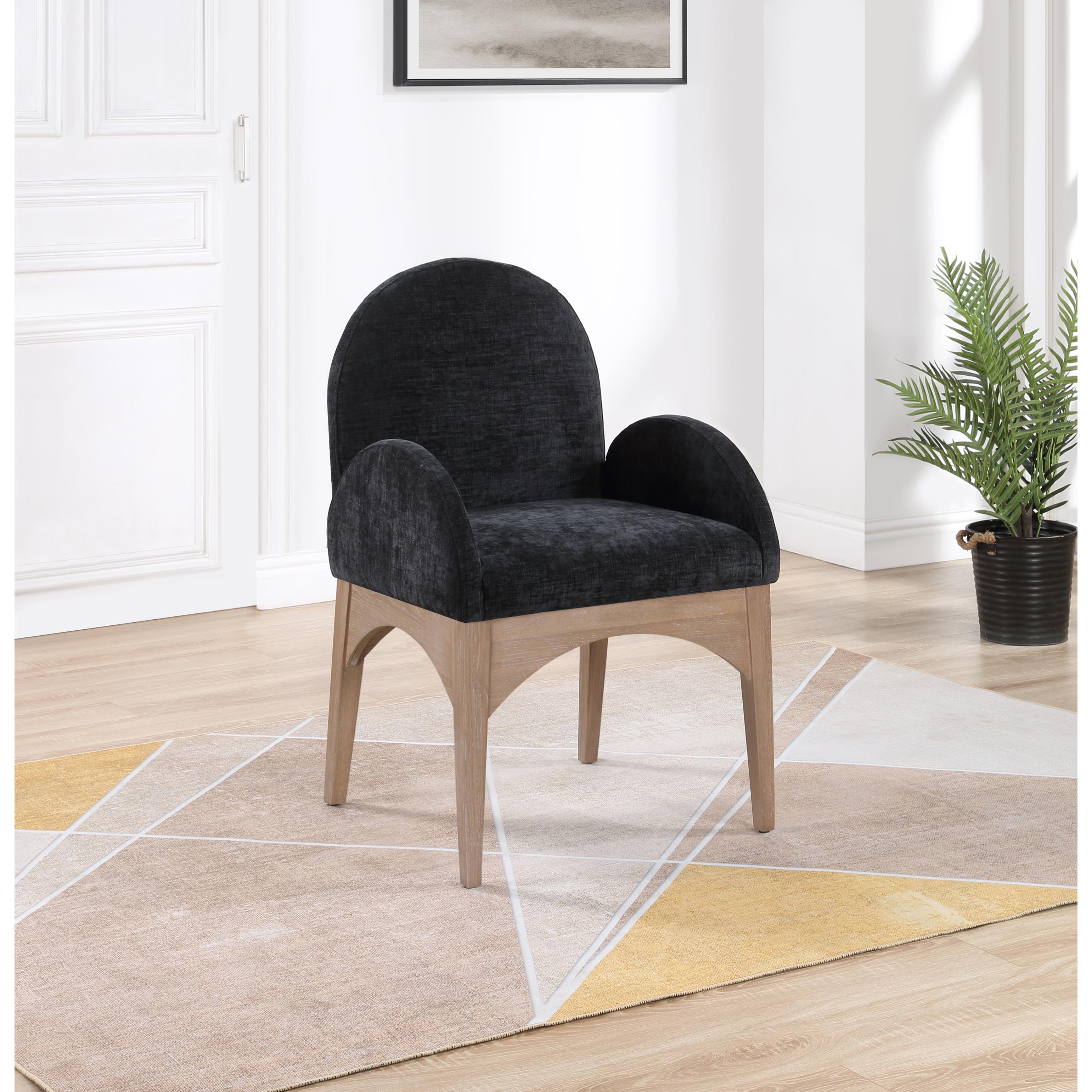 Meridian Waldorf Black Chenille Fabric Dining Chair