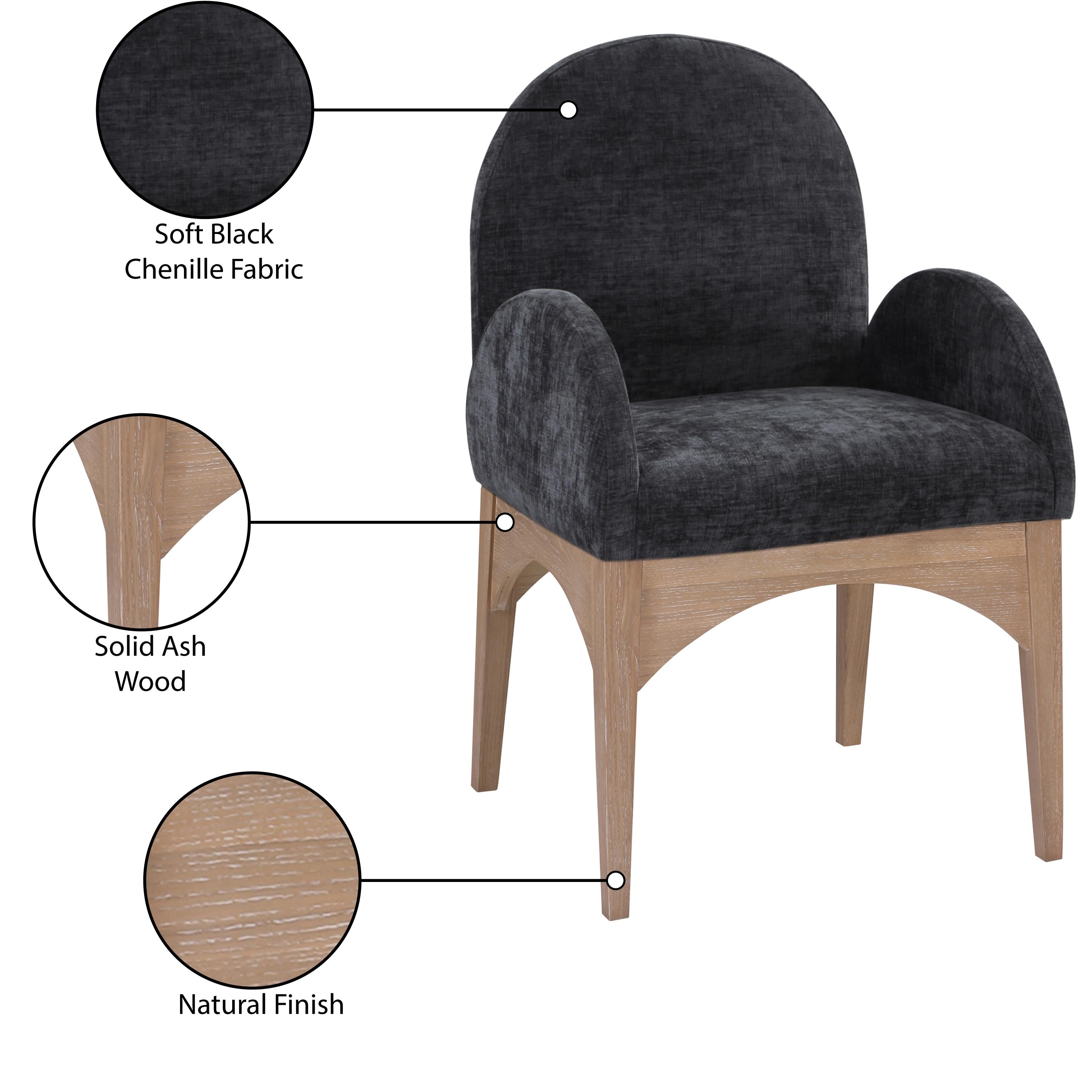 Meridian Waldorf Black Chenille Fabric Dining Chair