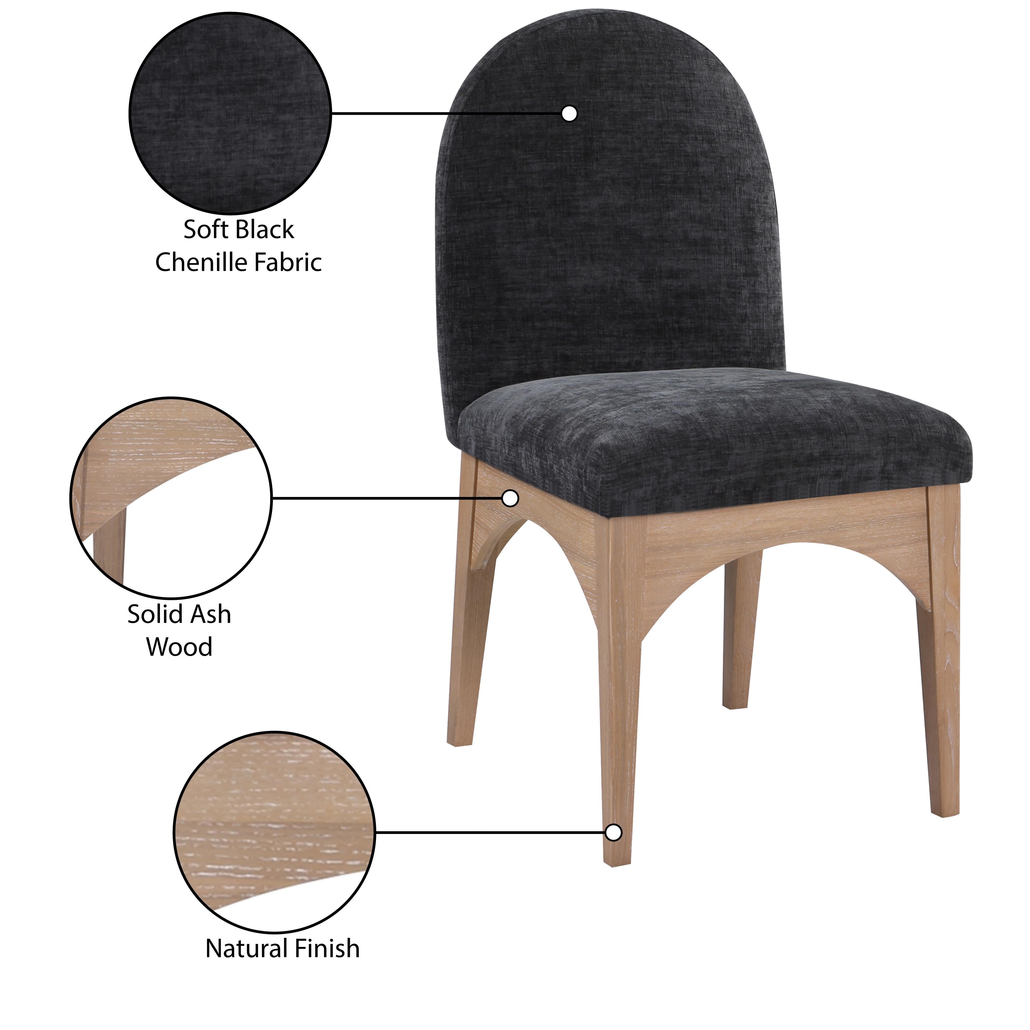 Meridian Waldorf Black Chenille Fabric Dining Chair