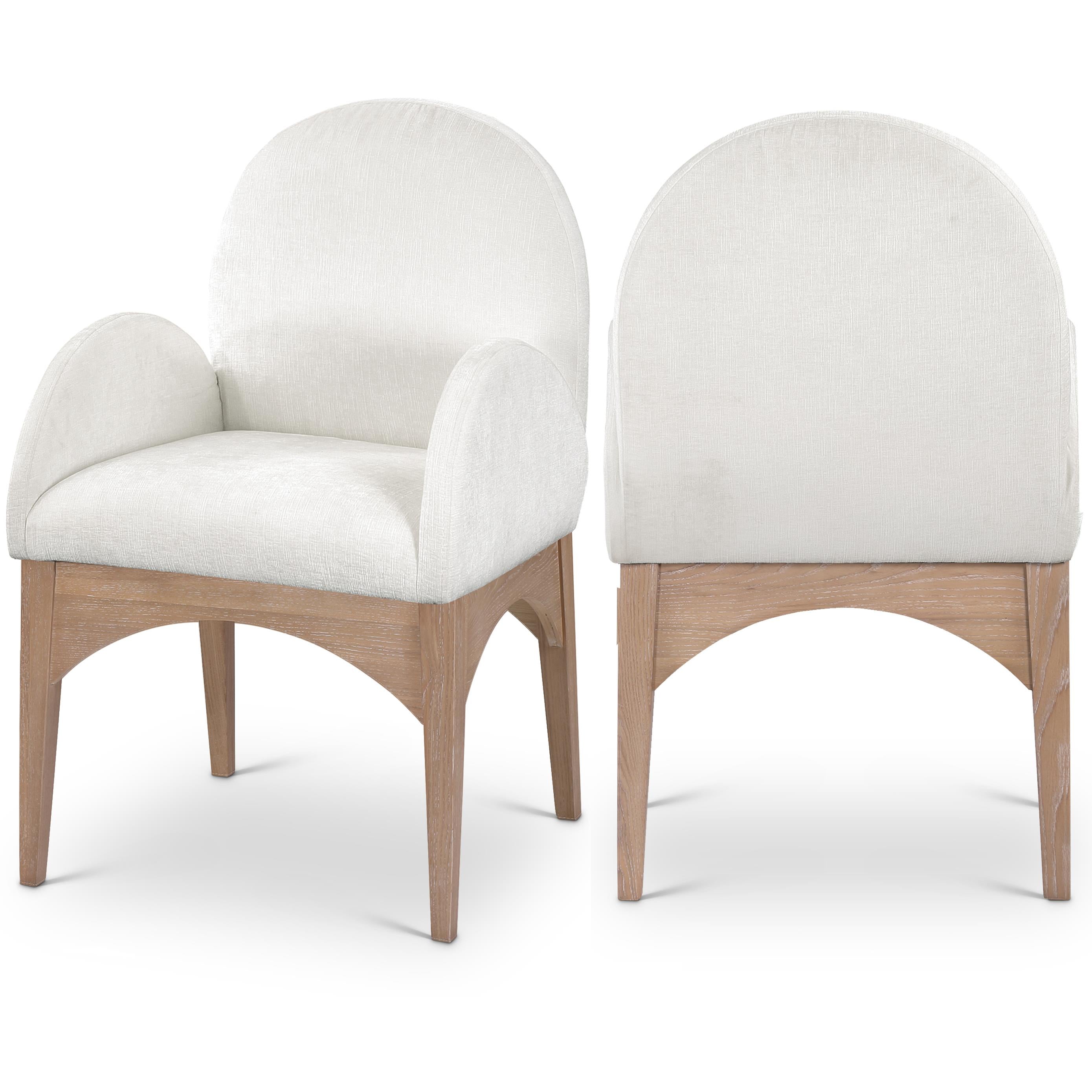 Meridian Waldorf Cream Chenille Fabric Dining Chair