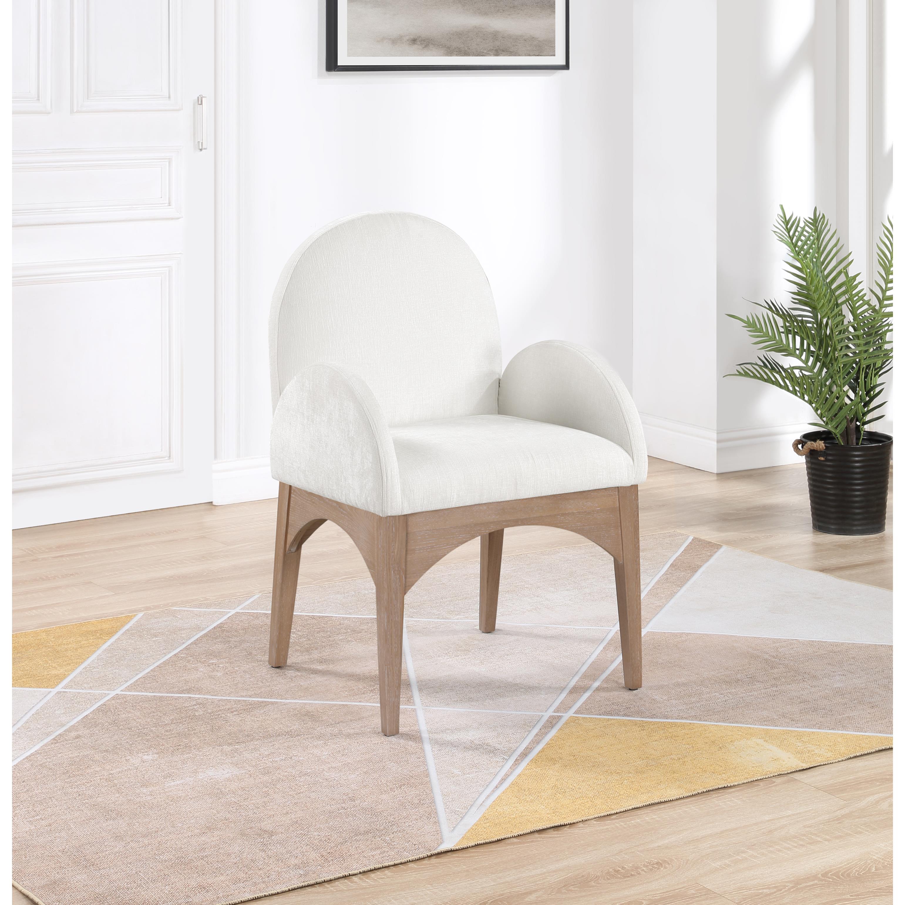 Meridian Waldorf Cream Chenille Fabric Dining Chair