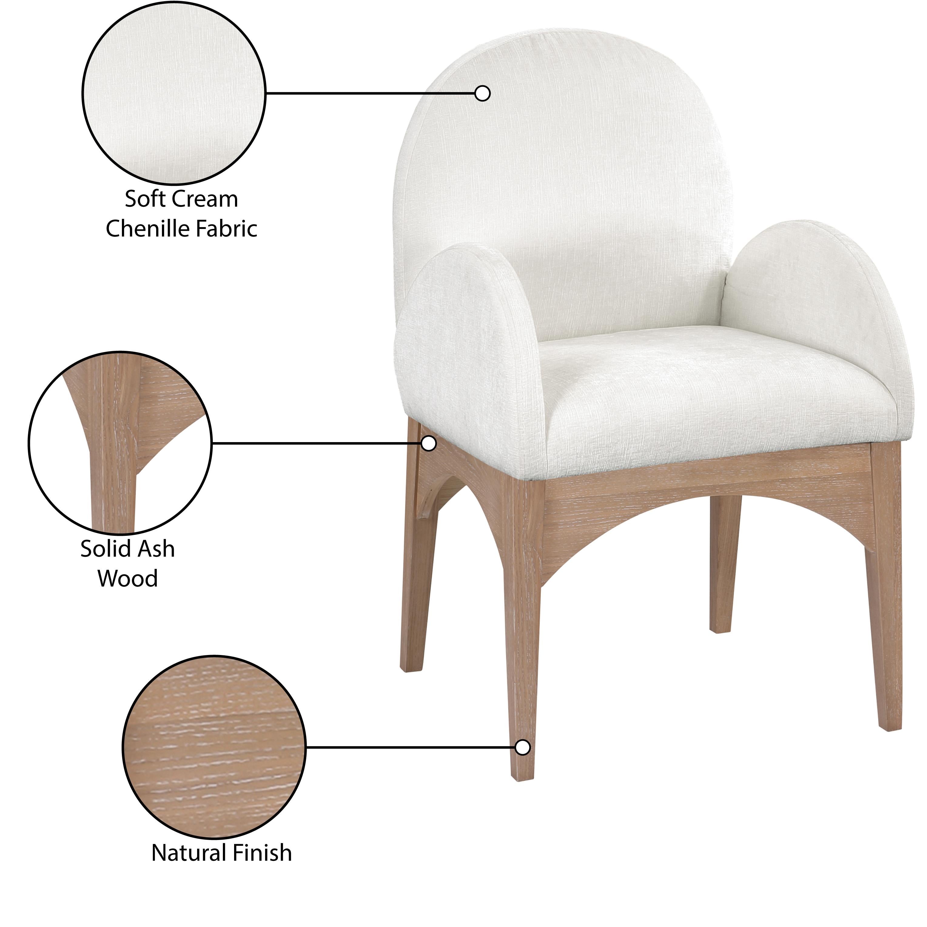 Meridian Waldorf Cream Chenille Fabric Dining Chair