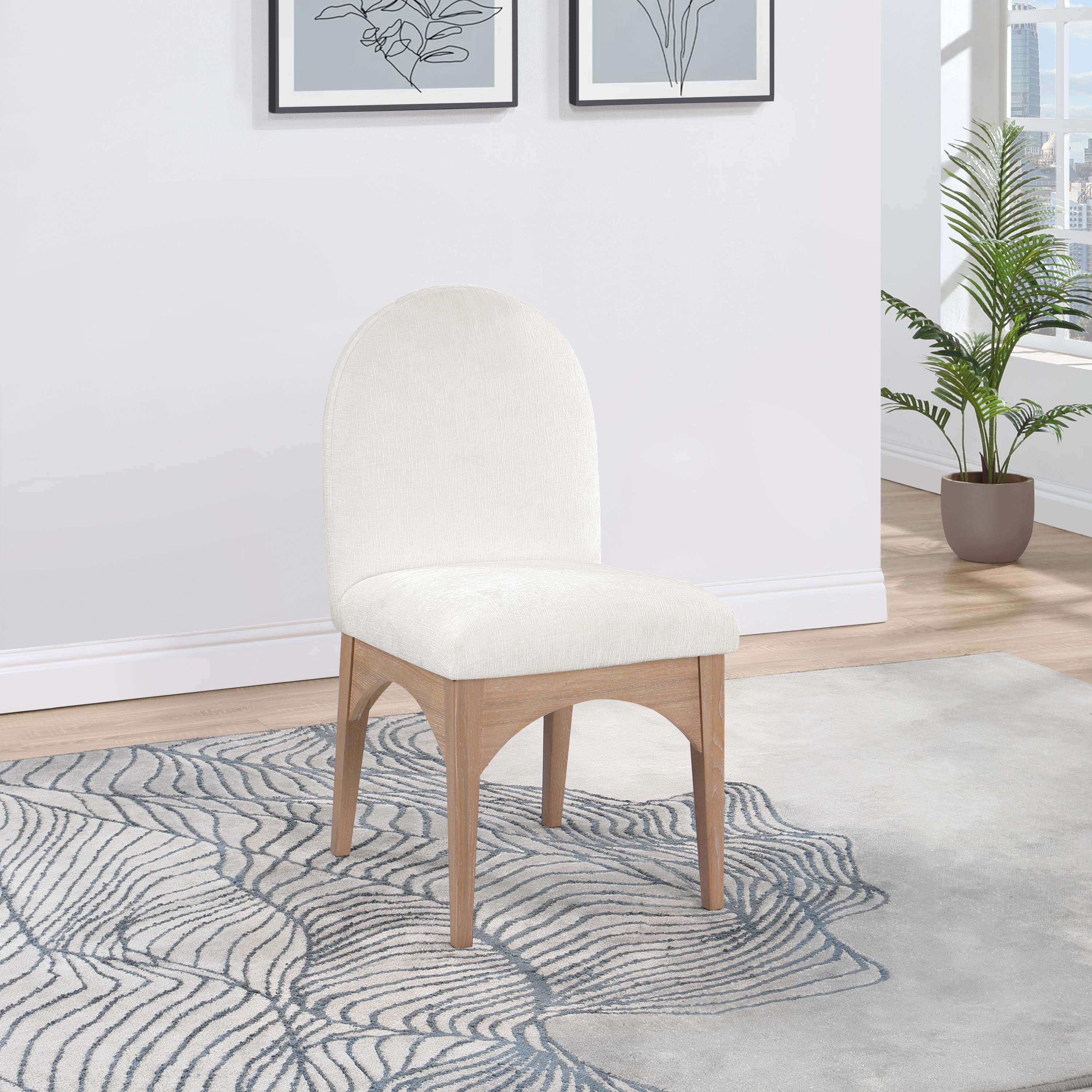 Meridian Waldorf Cream Chenille Fabric Dining Chair