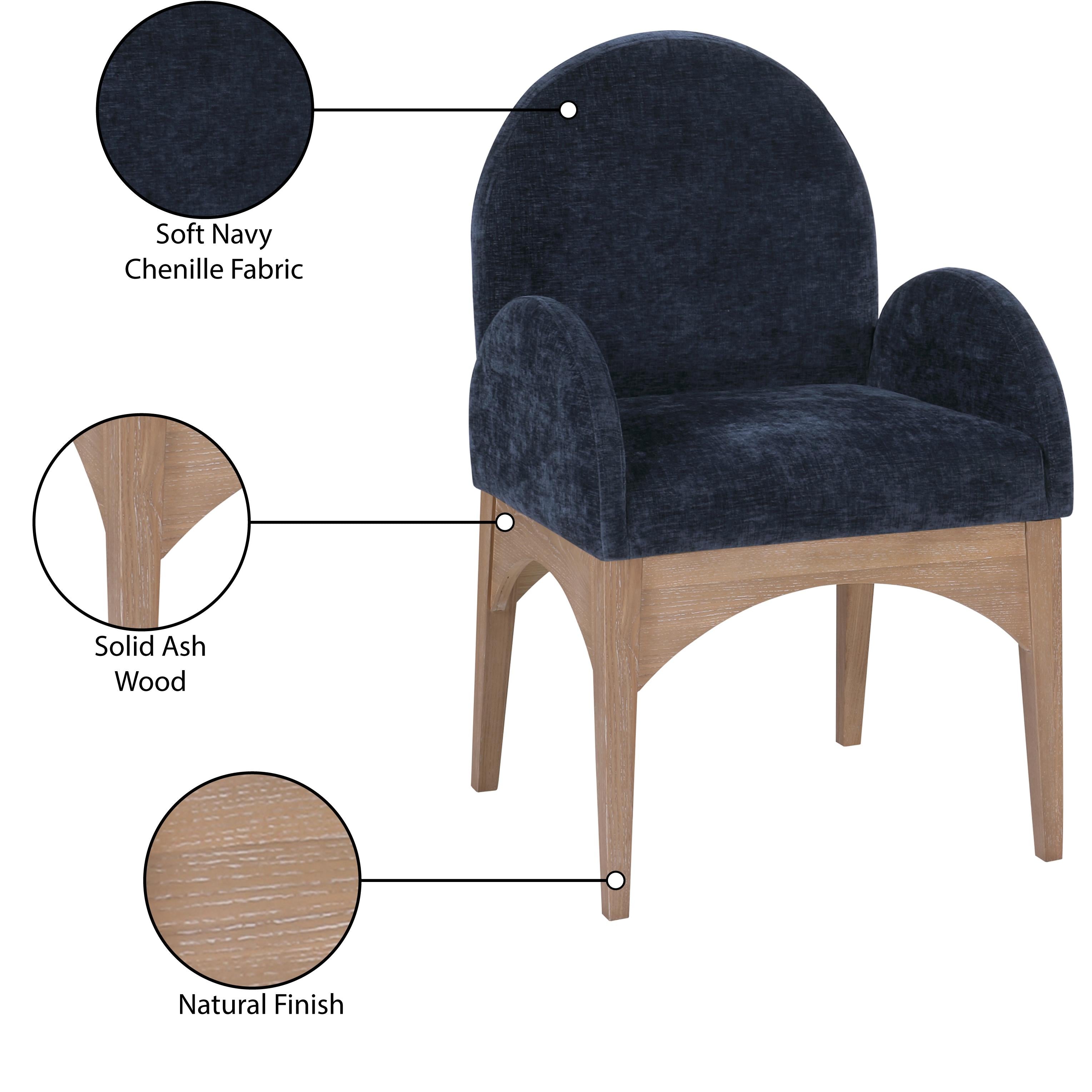 Meridian Waldorf Navy Chenille Fabric Dining Chair