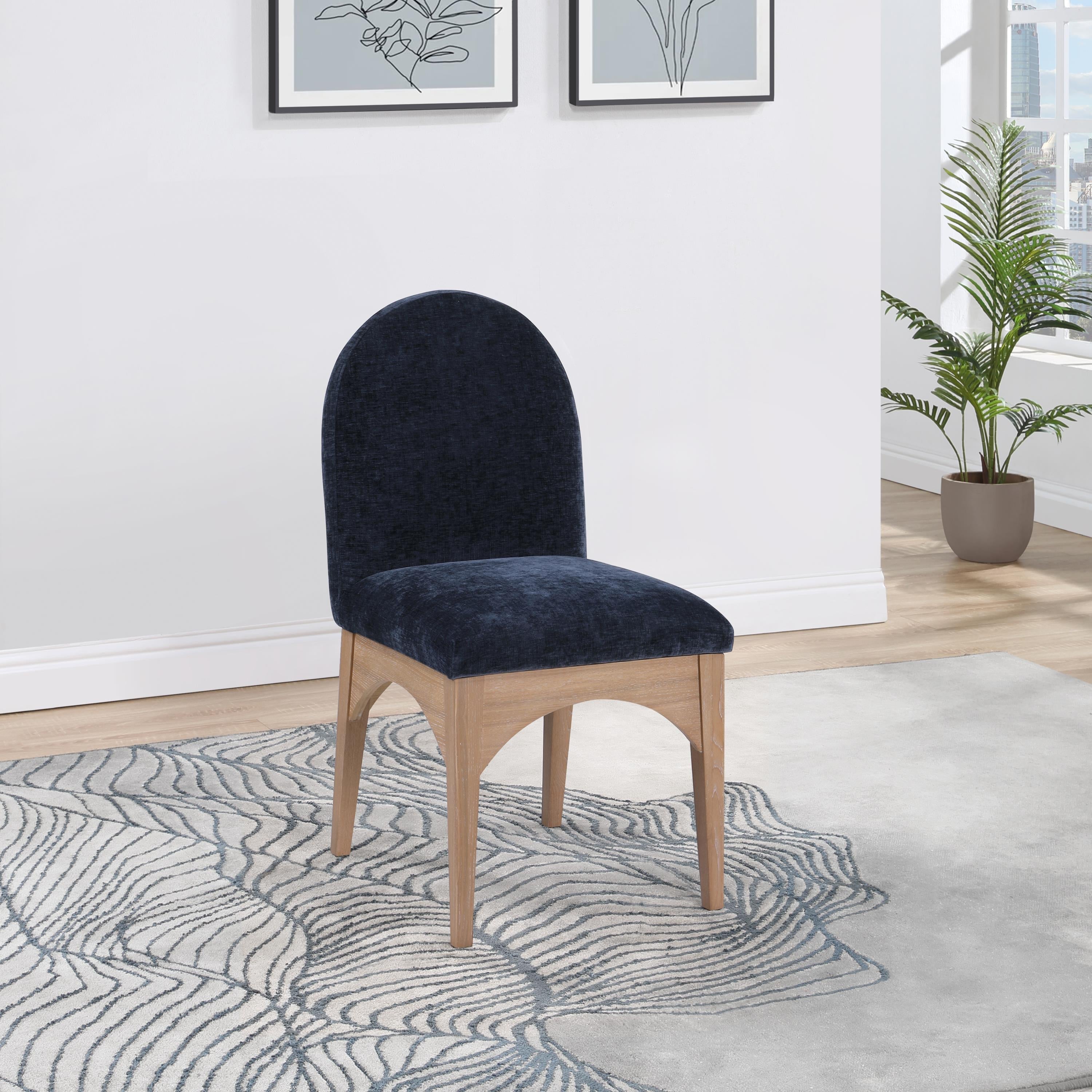 Meridian Waldorf Navy Chenille Fabric Dining Chair