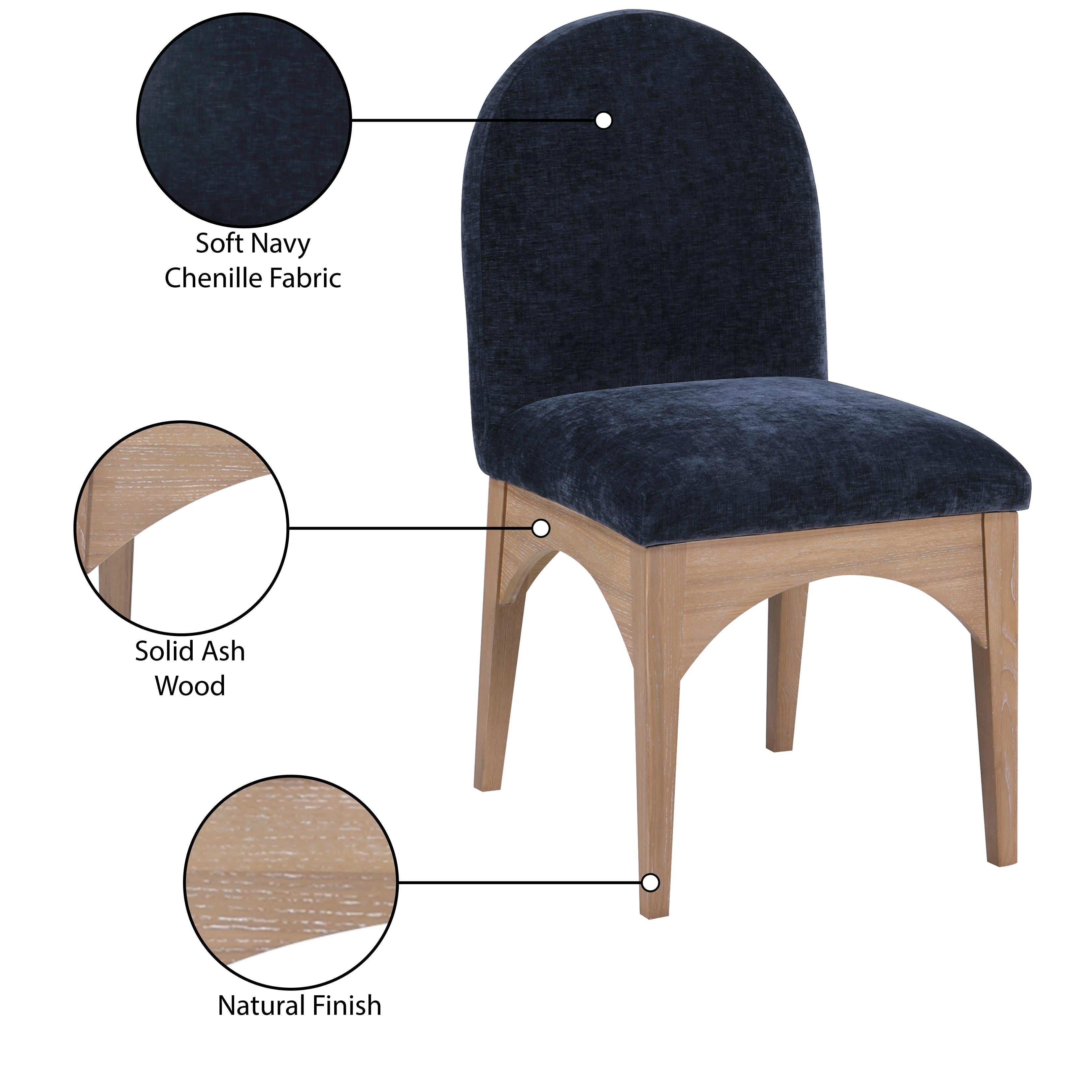 Meridian Waldorf Navy Chenille Fabric Dining Chair