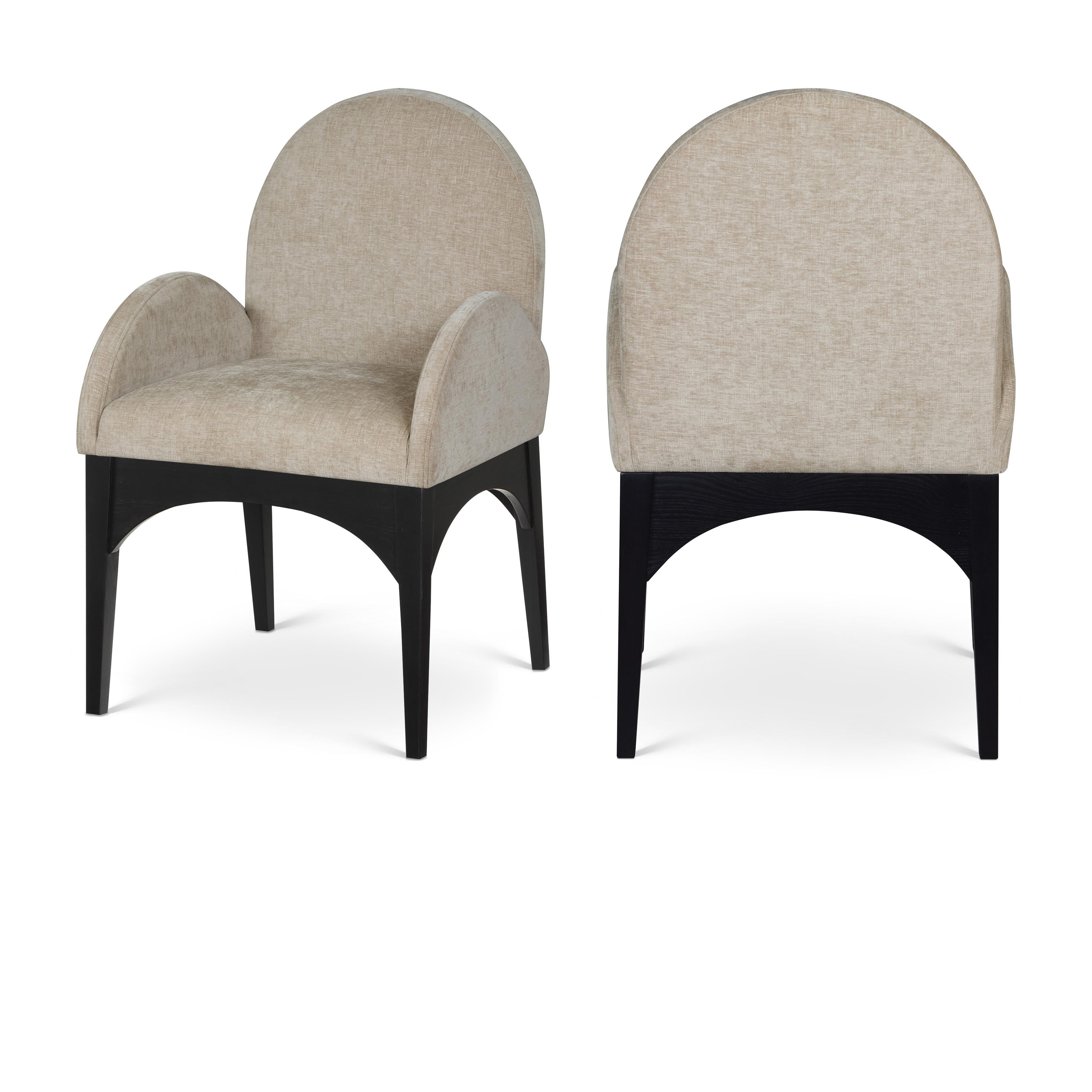 Meridian Waldorf Beige Chenille Fabric Dining Chair