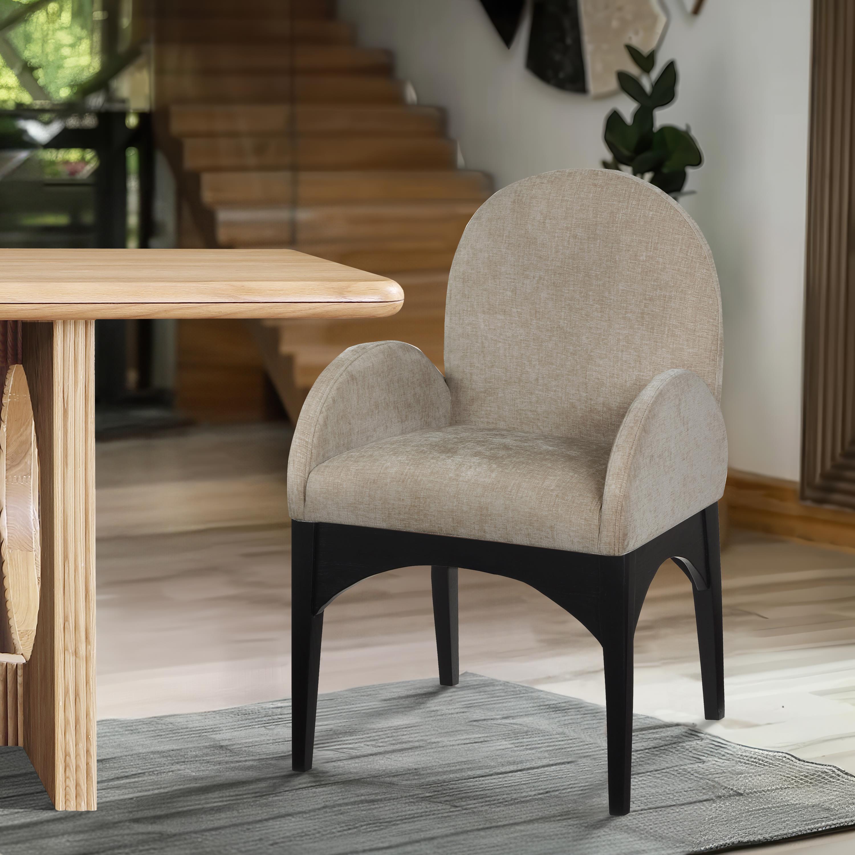 Meridian Waldorf Beige Chenille Fabric Dining Chair