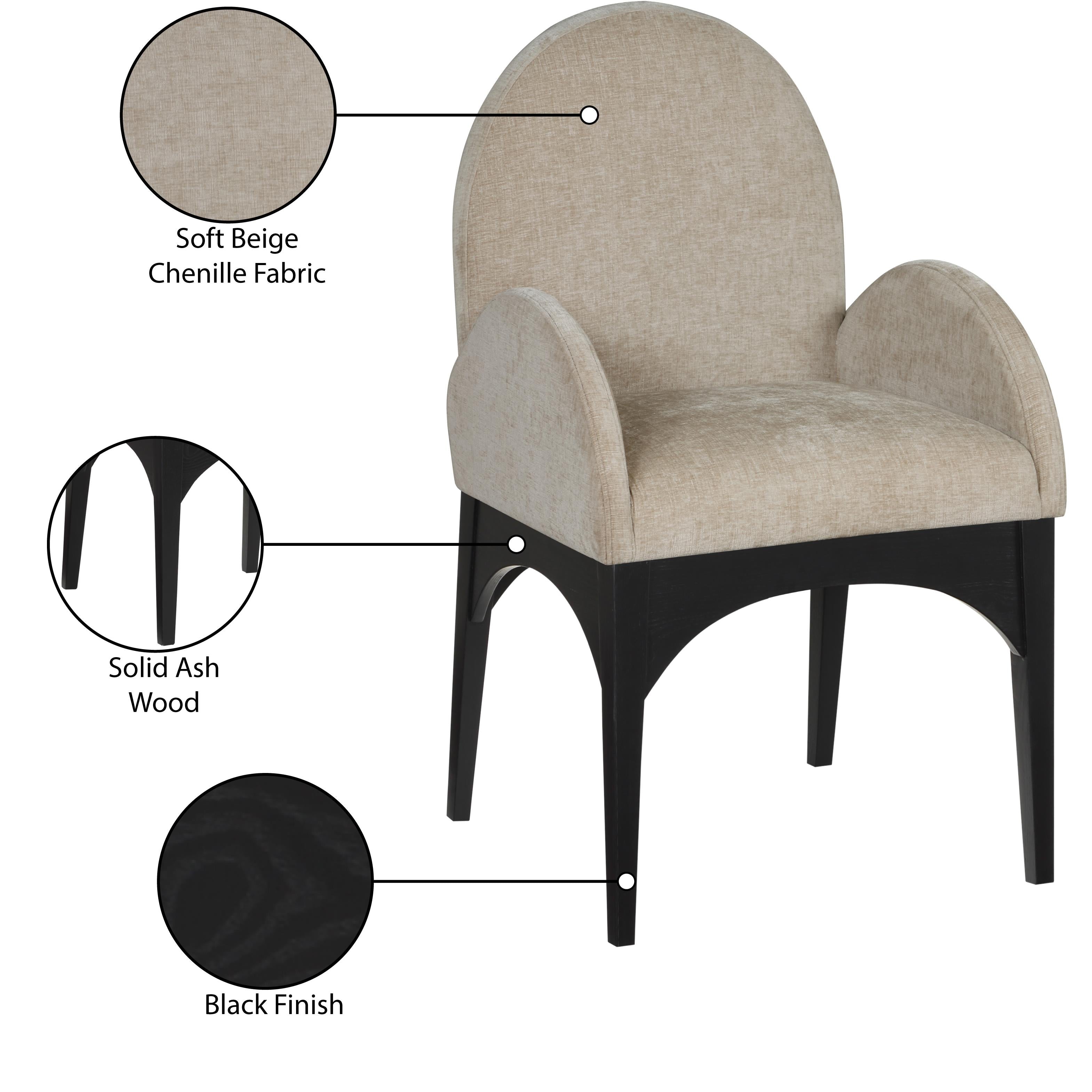 Meridian Waldorf Beige Chenille Fabric Dining Chair