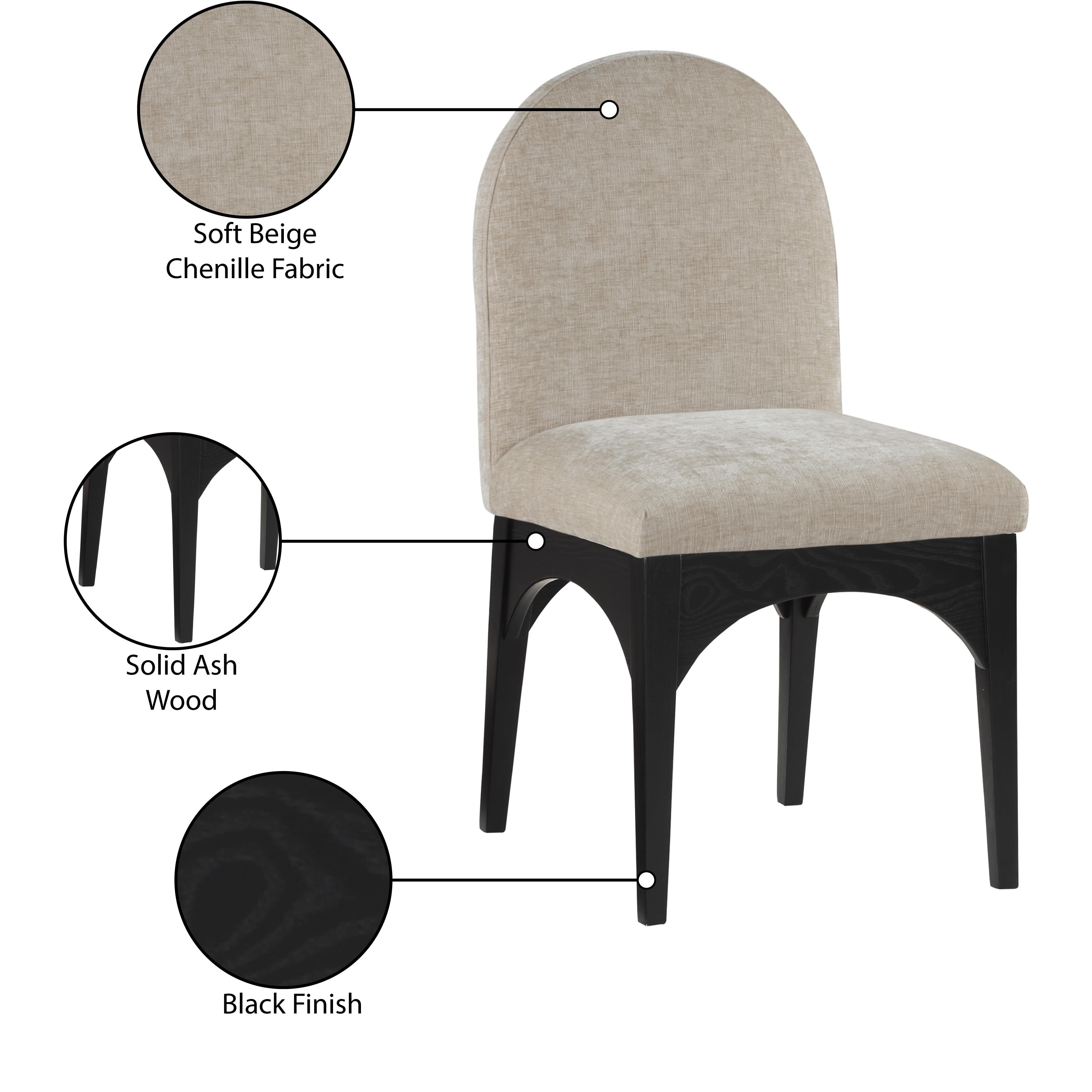 Meridian Waldorf Beige Chenille Fabric Dining Chair