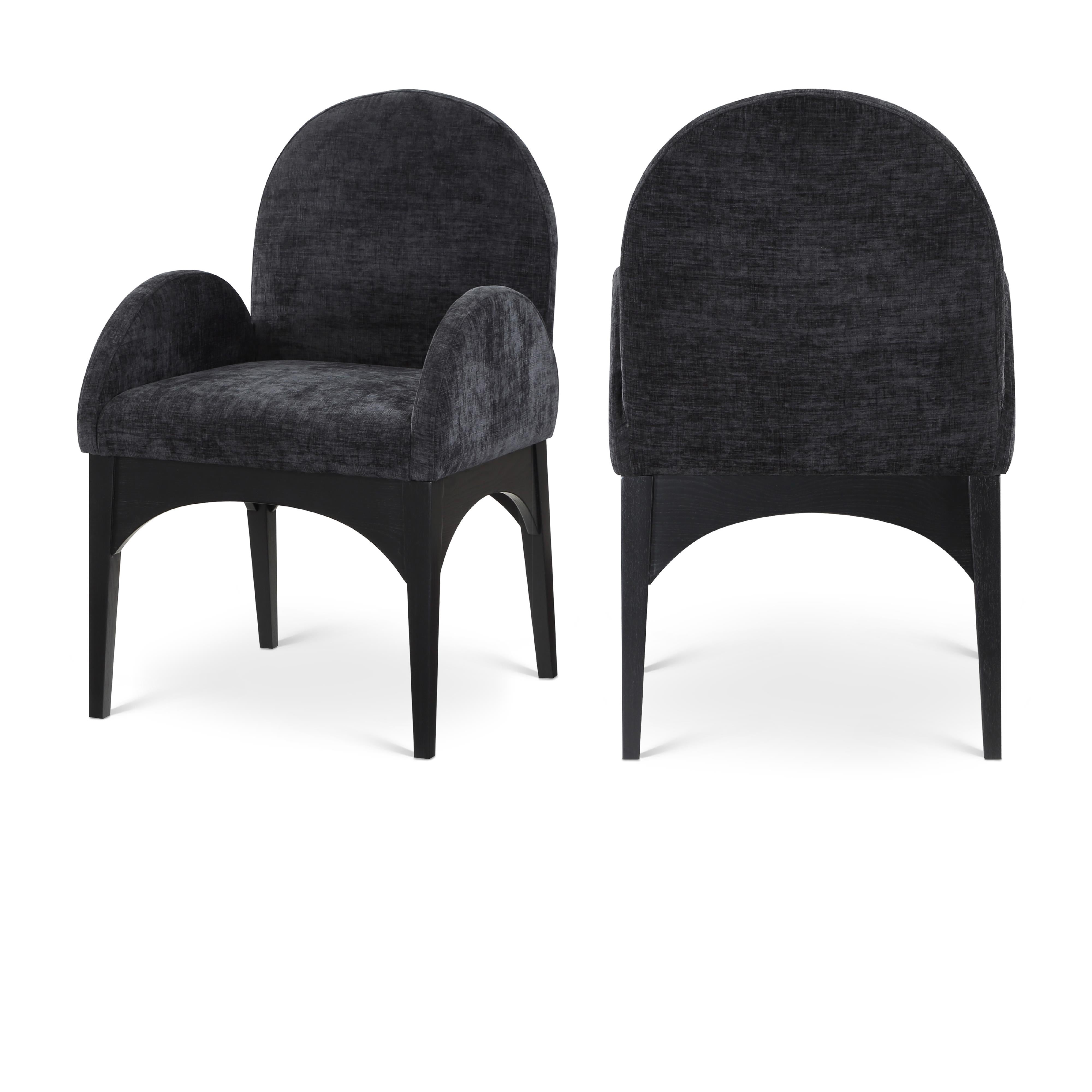 Meridian Waldorf Black Chenille Fabric Dining Chair