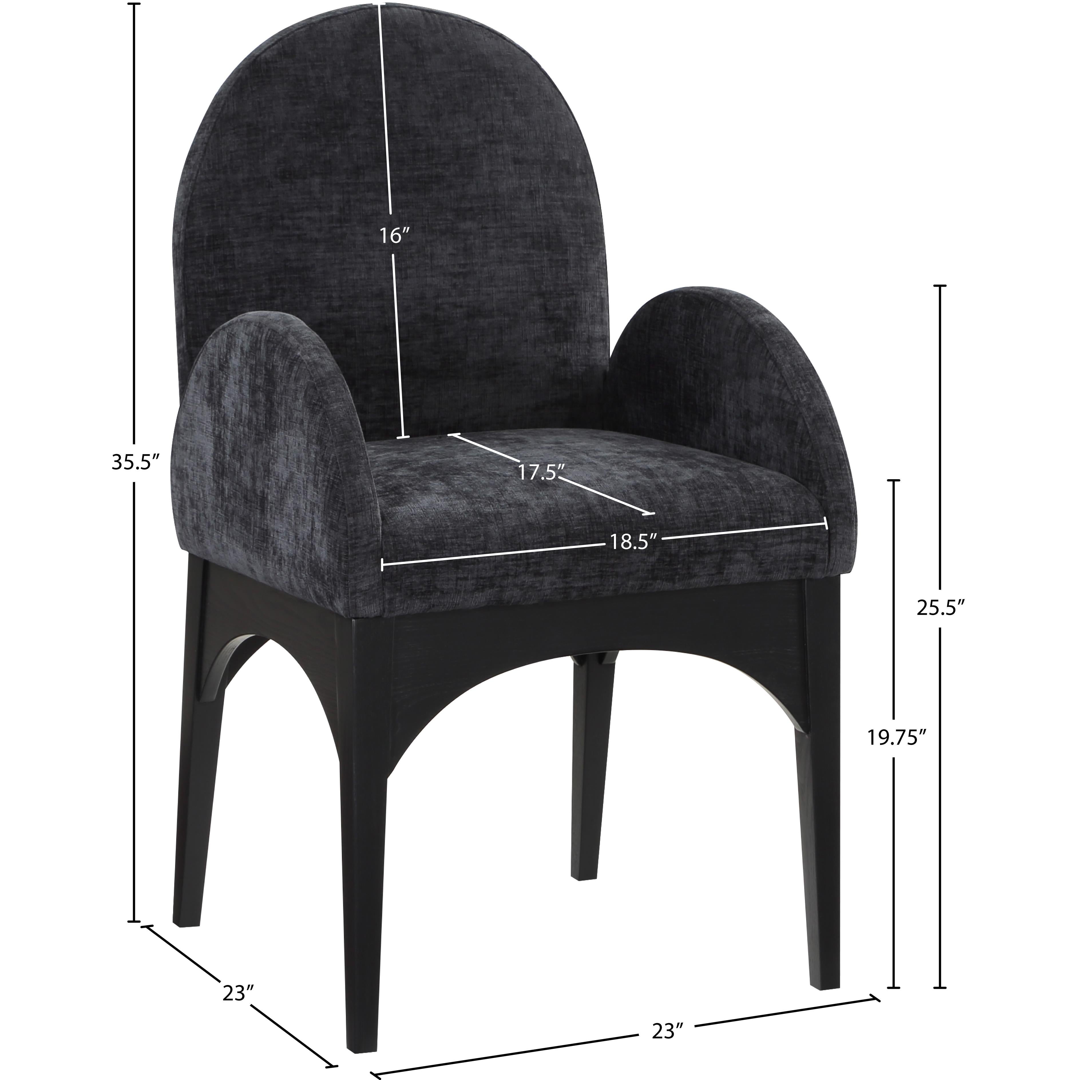 Meridian Waldorf Black Chenille Fabric Dining Chair