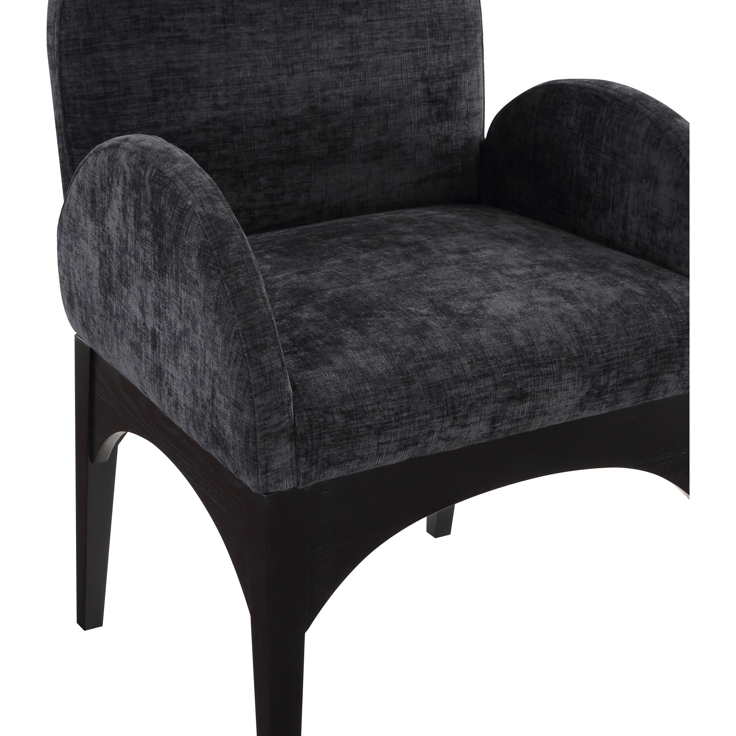 Meridian Waldorf Black Chenille Fabric Dining Chair