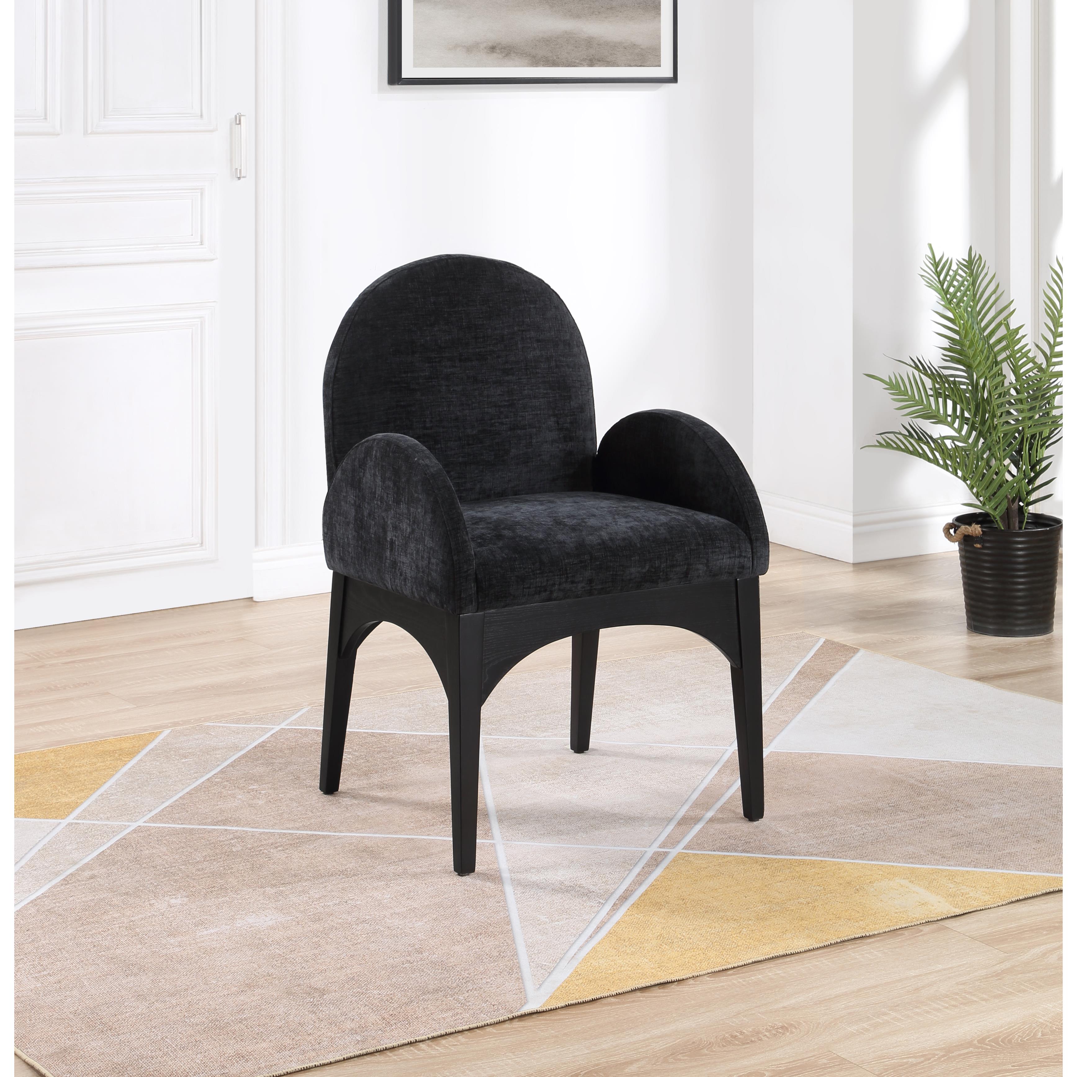 Meridian Waldorf Black Chenille Fabric Dining Chair