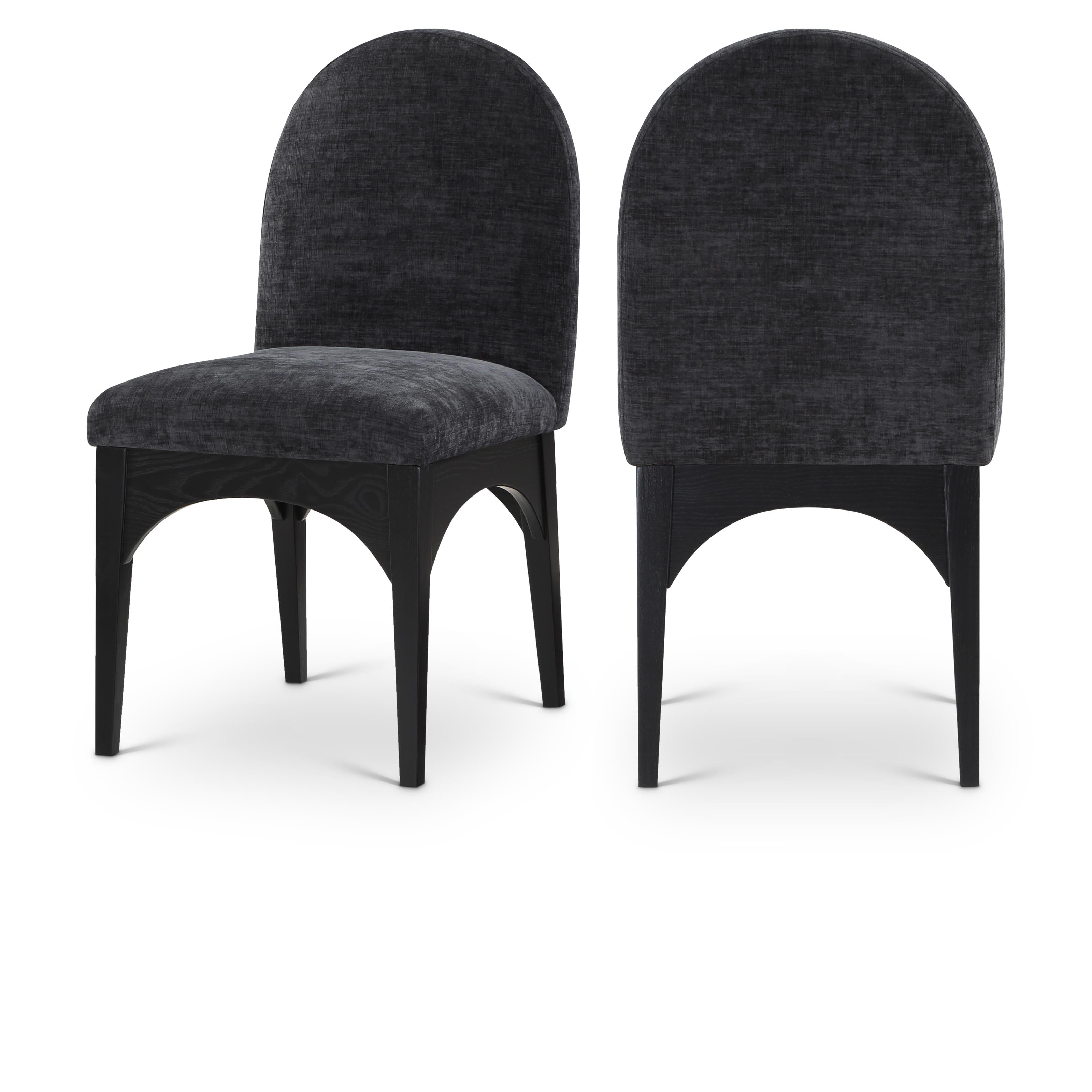 Meridian Waldorf Black Chenille Fabric Dining Chair