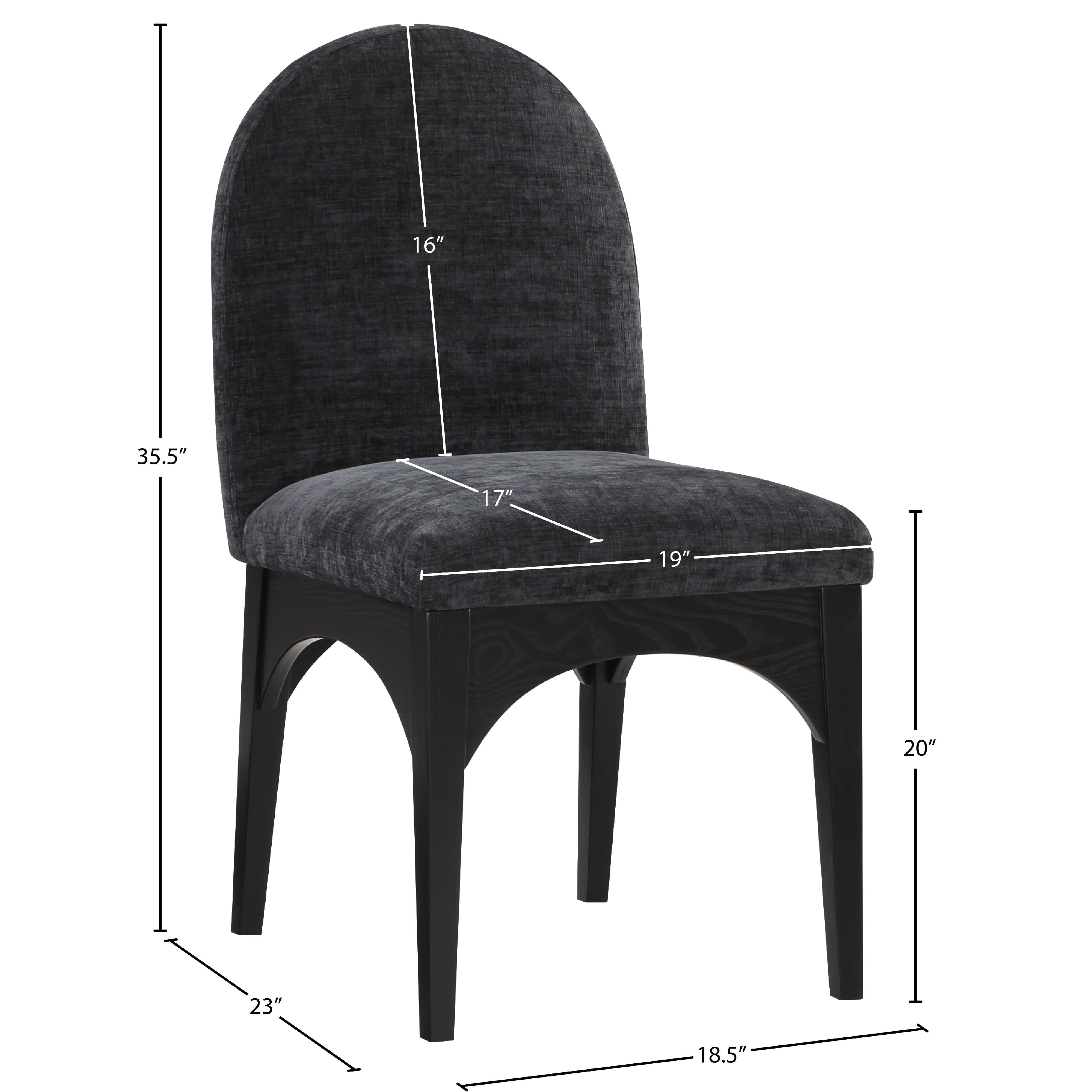 Meridian Waldorf Black Chenille Fabric Dining Chair