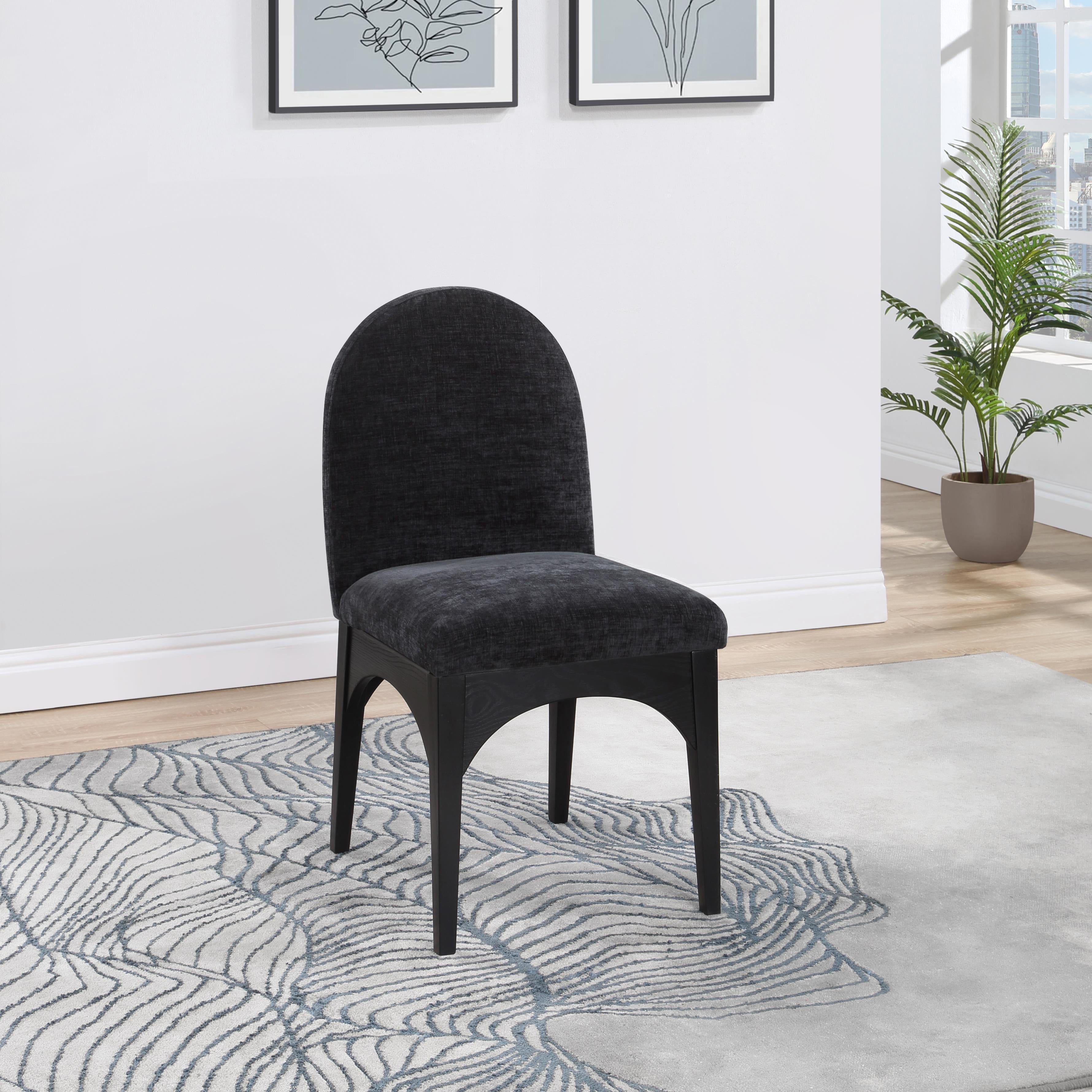 Meridian Waldorf Black Chenille Fabric Dining Chair